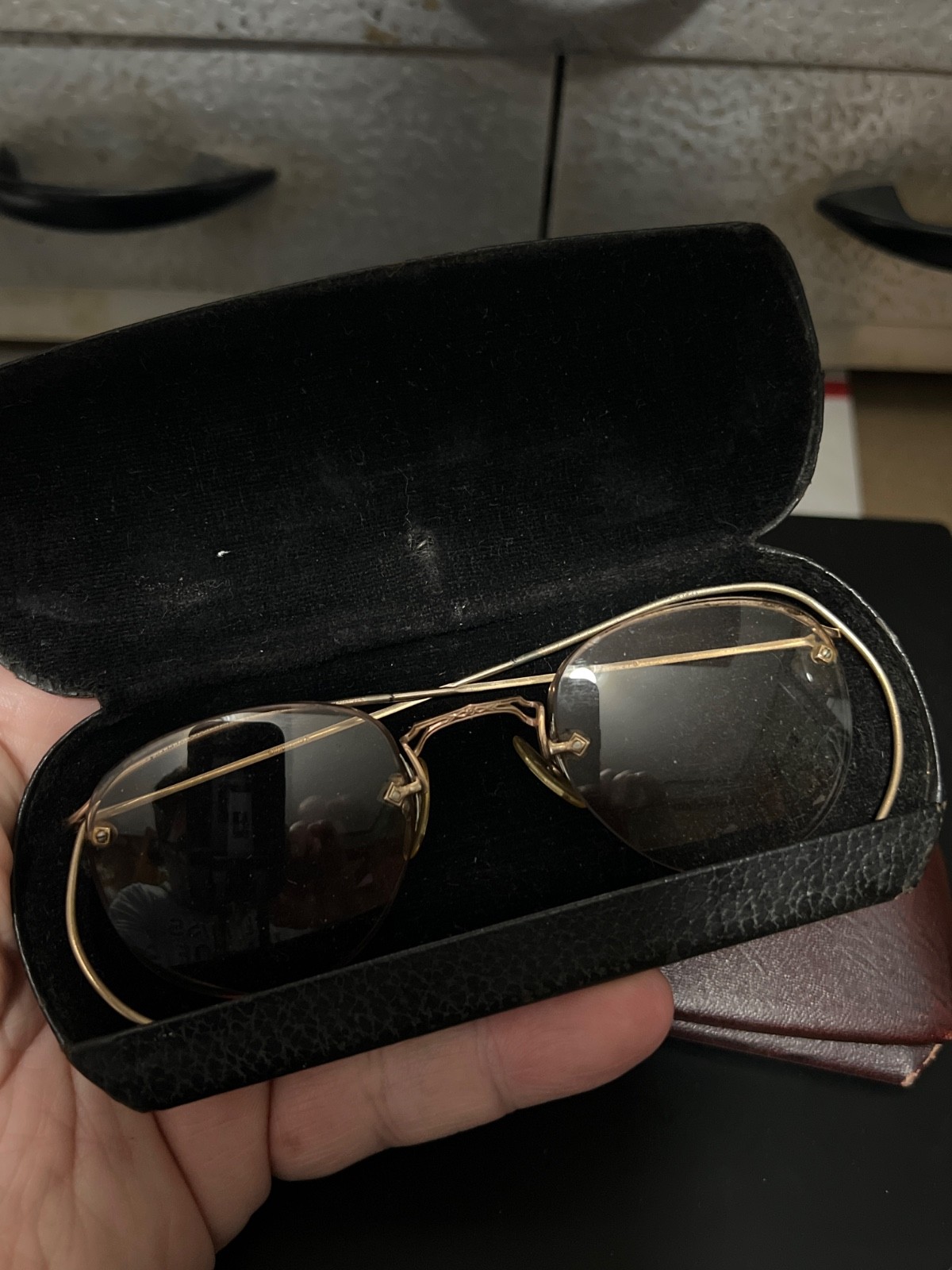 Lot 2 Antique Eyeglasses Marked 1/10th 12K GF Each With Case! B&L & AO! Nice!