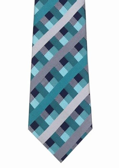 3.15″(8cm) Fashion Striped Ties Mens Plaid Flower One Size Cyan Blue Grey