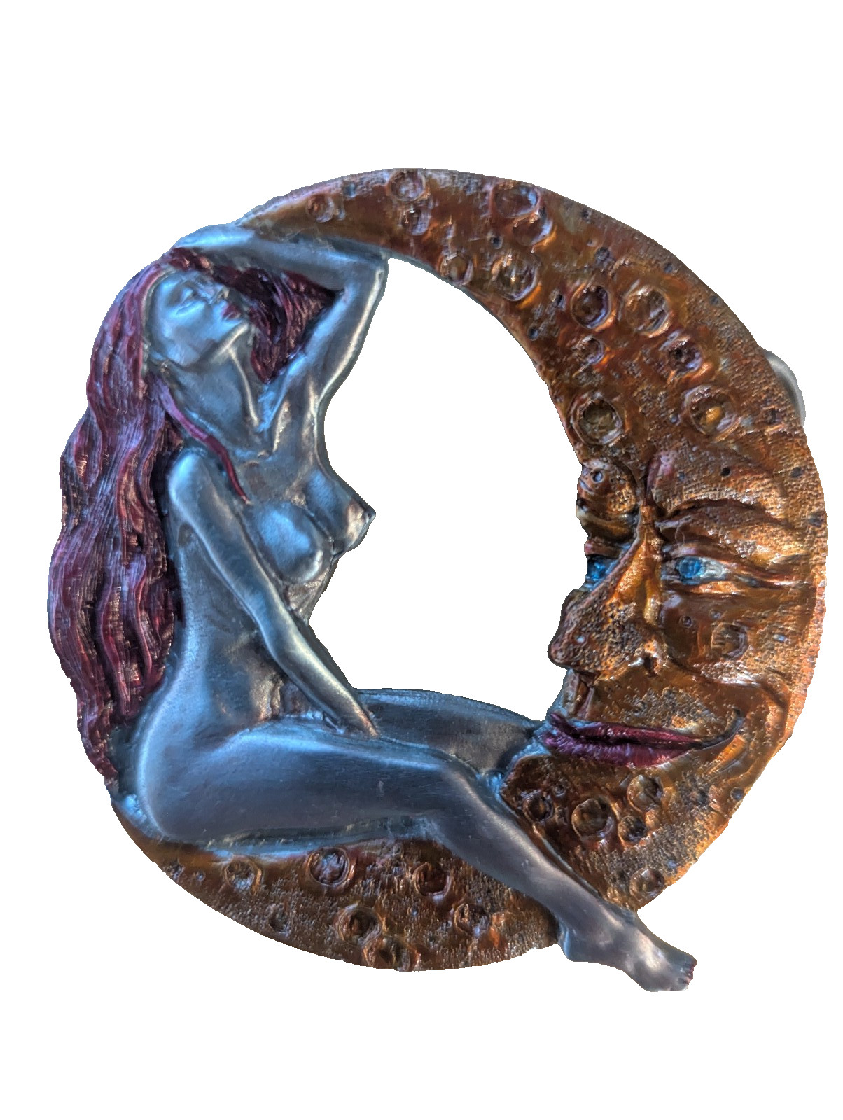 WOMAN ON THE MOON VINTAGE BELT BUCKLE