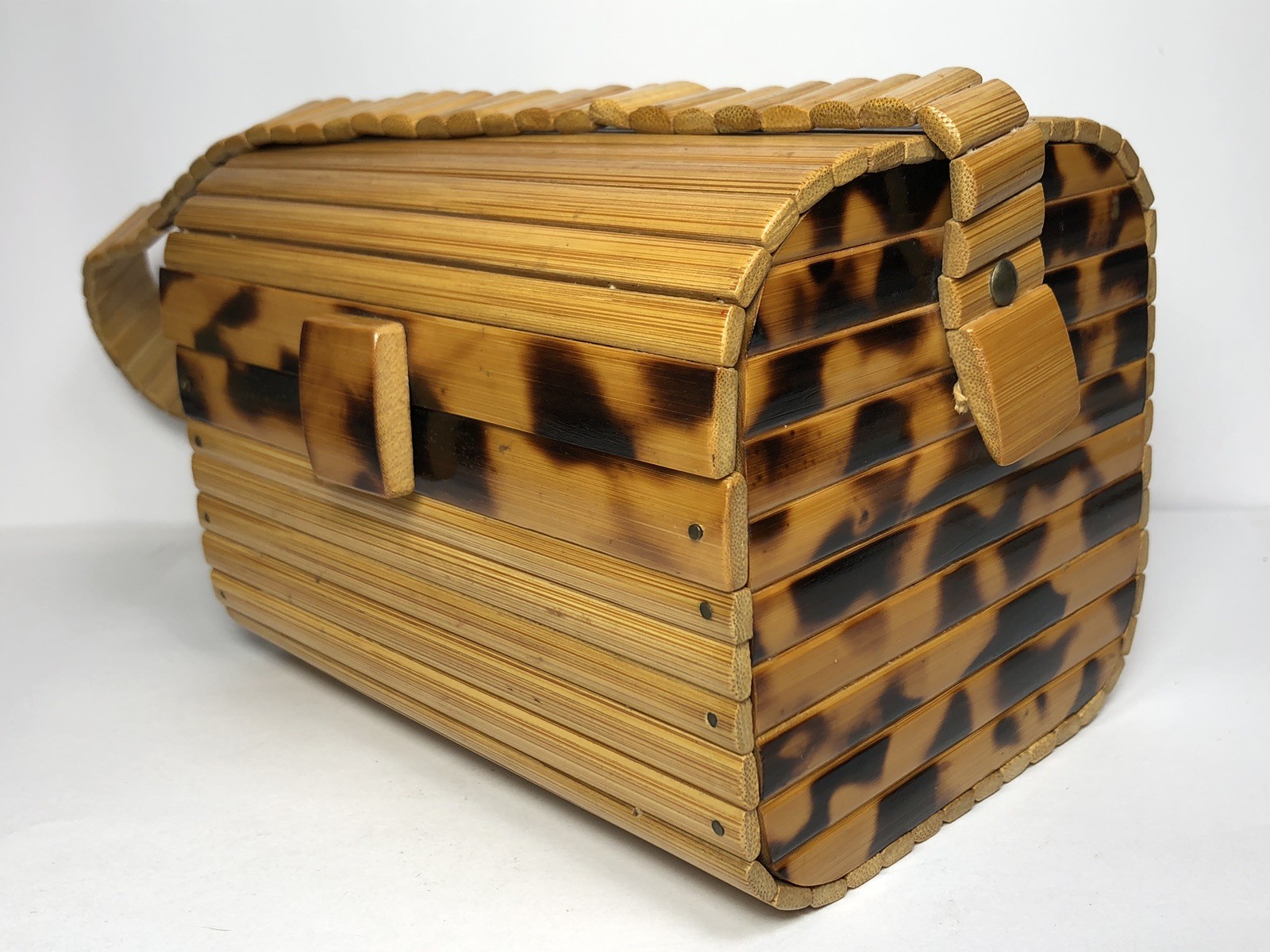Vintage 1950’s Japan Tortoise Bamboo Box Purse