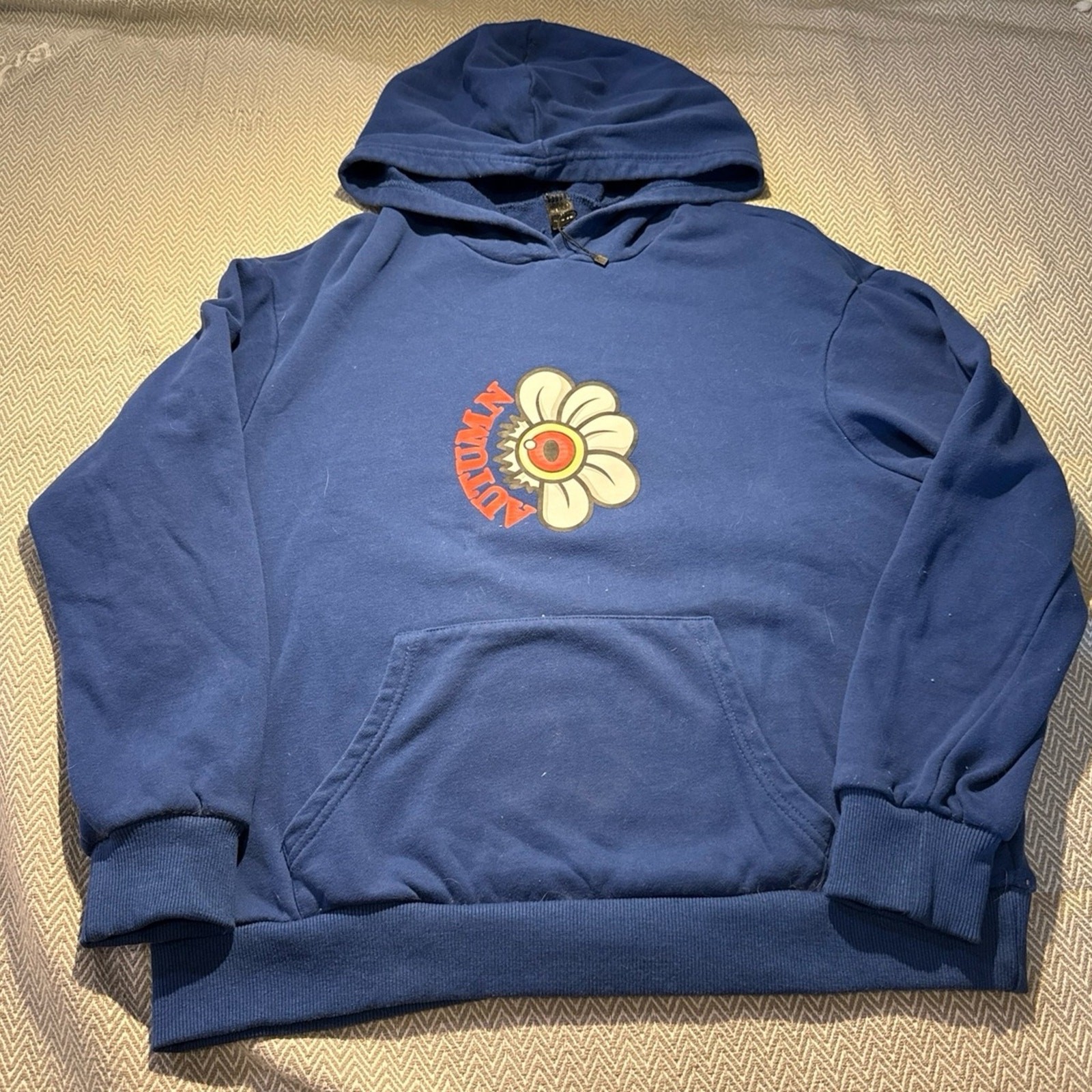 Graphic Hoodie Sweatshirt Autumn Flower Fall Blue S/M