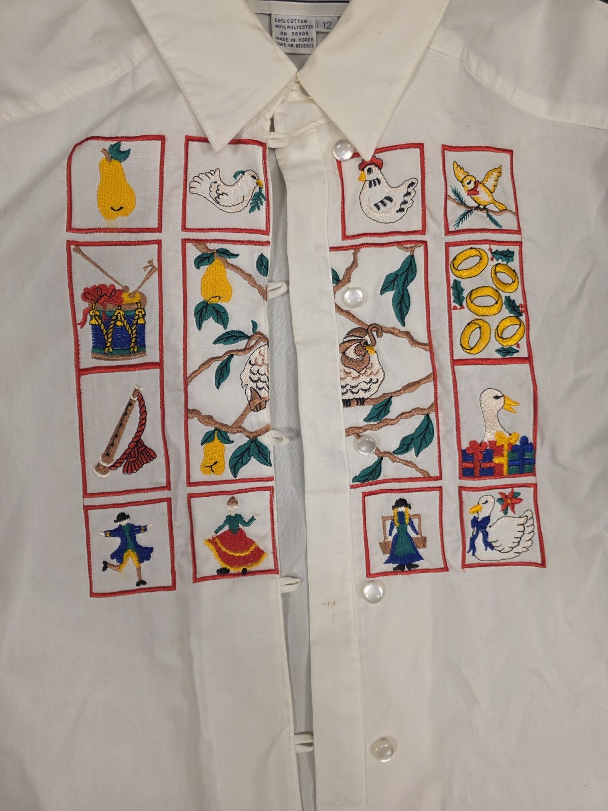 Westbound Vintage 1990s The Twelve Days of Christmas Size 12 60% Cotton, 40% Pol