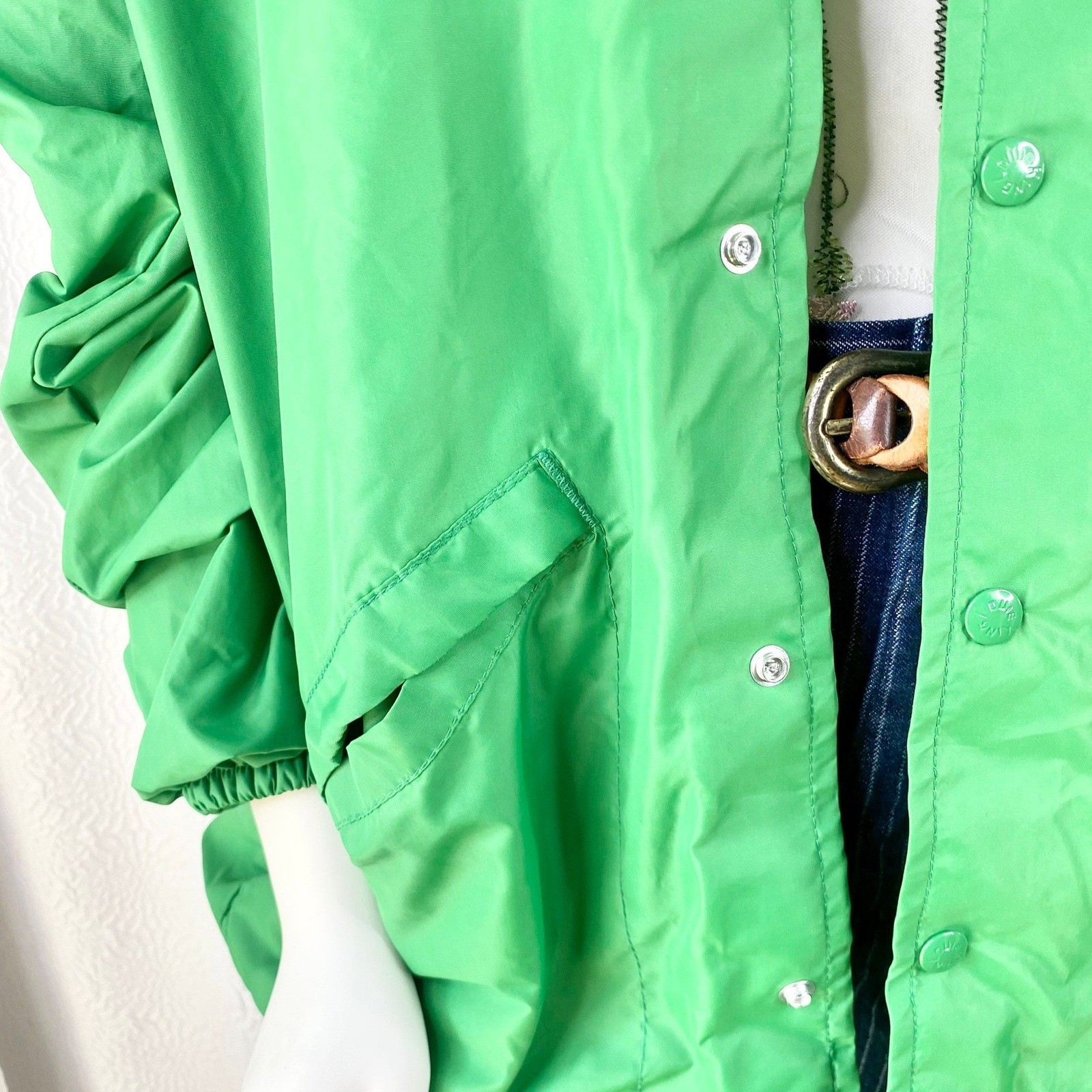 Vintage Emerald Green Coach Jacket, Dagger Collars, Athletic Jacket, Size Medium