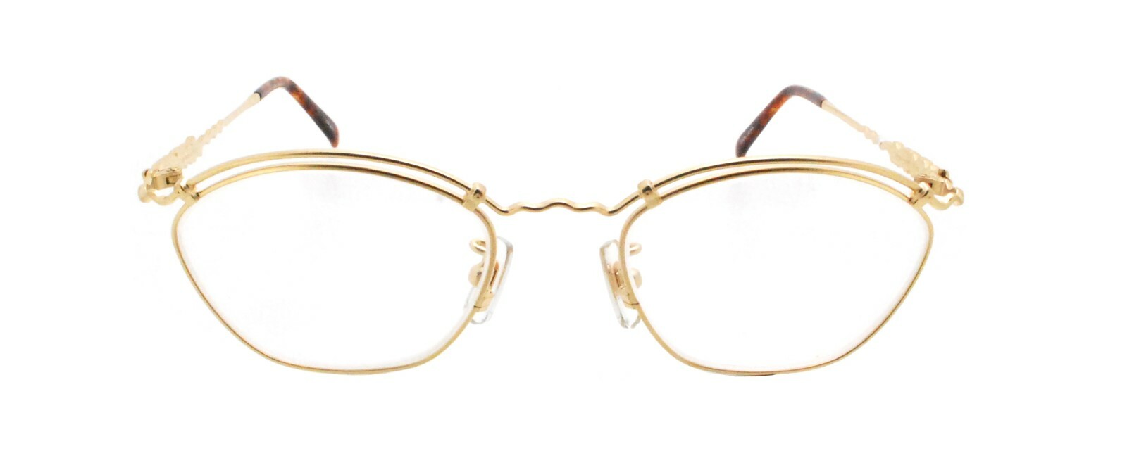 New Authentic renoma T28-9412 col 2A Japan 90s Vintage Gold Waves Eyeglasses NOS