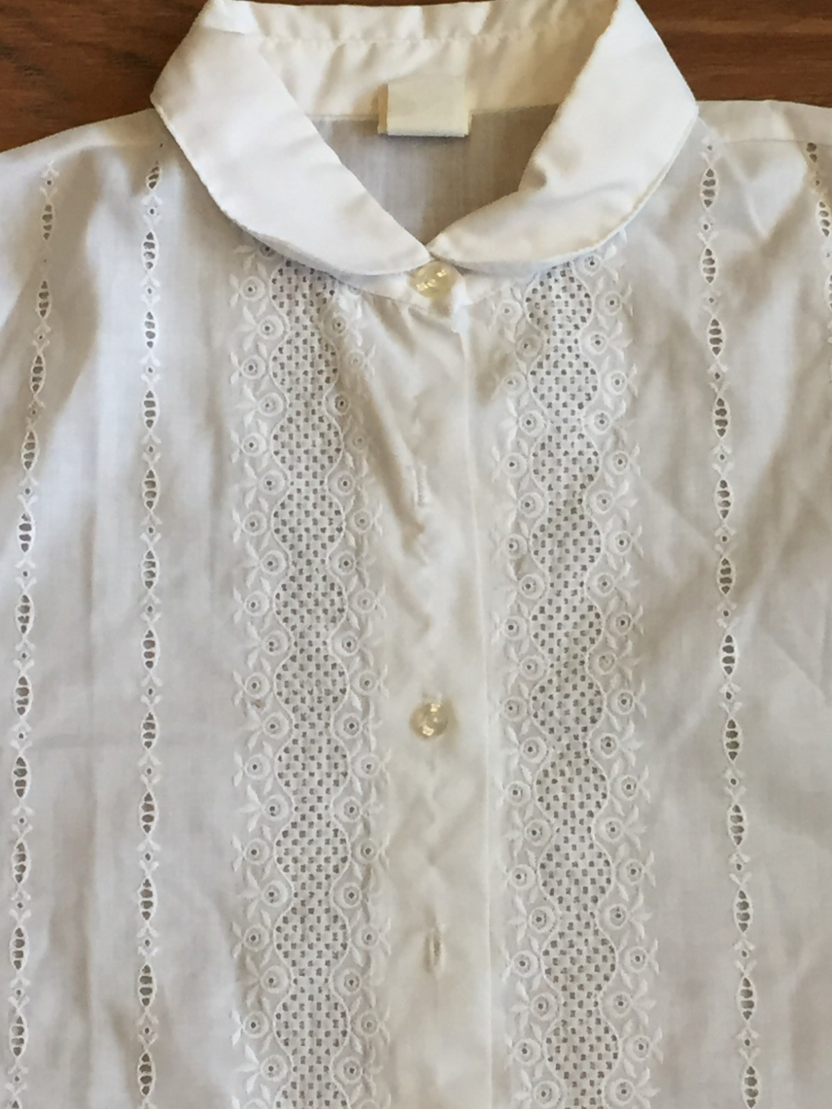 VTG Women’s Blouse Top,Montgomery Ward,White Embroidery,SZ 16,Polyester/Cotton,Z