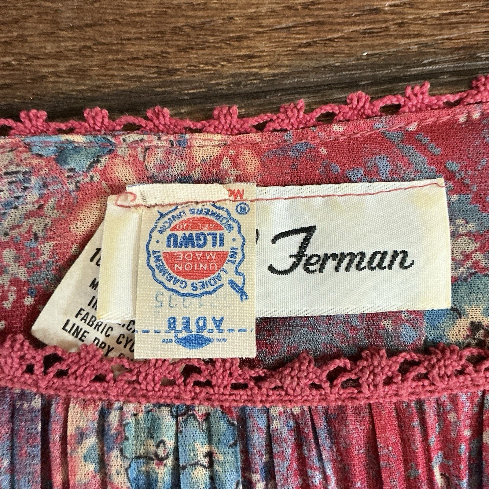 70s VTG Hal Ferman Floral Pleated Dress Belt ILGWU Union USA Made Size XS/S 28D7