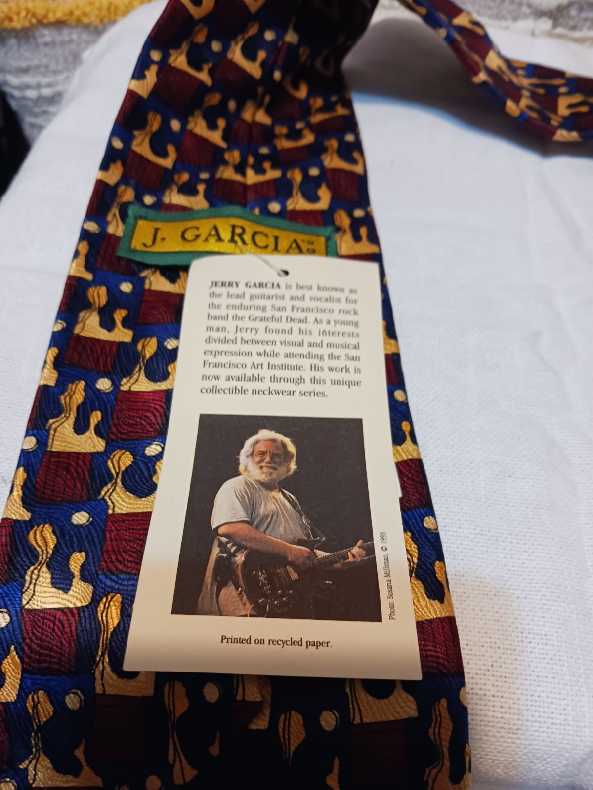 J.GARCIA Men’s Silk Necktie Mexico Abstract Stonehenge Lmtd. Navy Gold NWT
