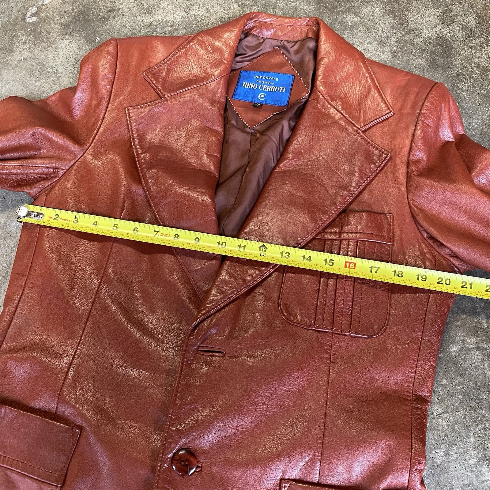 VTG Rue Royale By Nino Cerruti Mens Leather Jacket 42 Rust/Brown 70s Bob Dylan