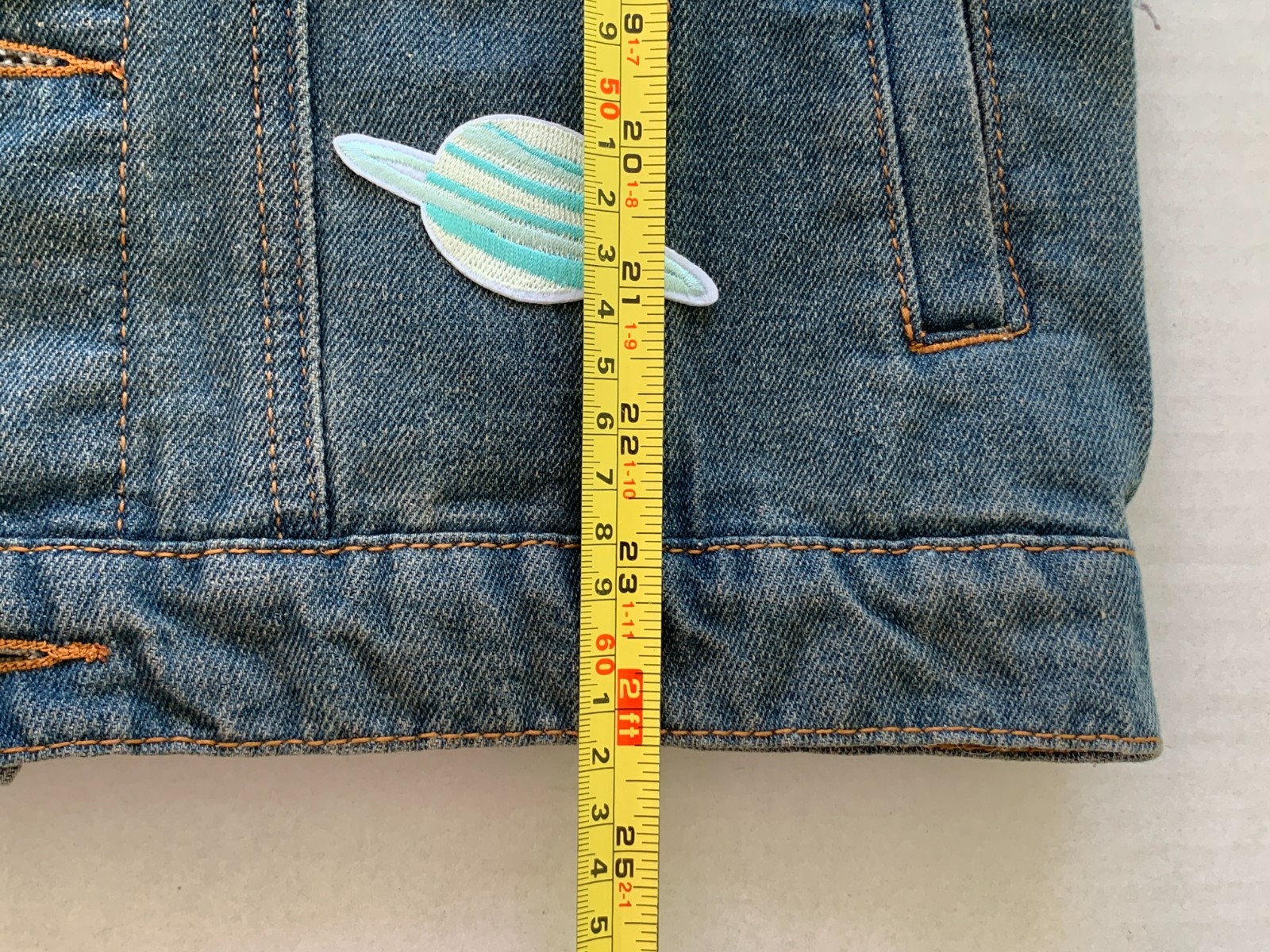 Vintage Y2K Space Denim Jacket UFO Alien Patches Pins 90s Grunge Sz XS/S