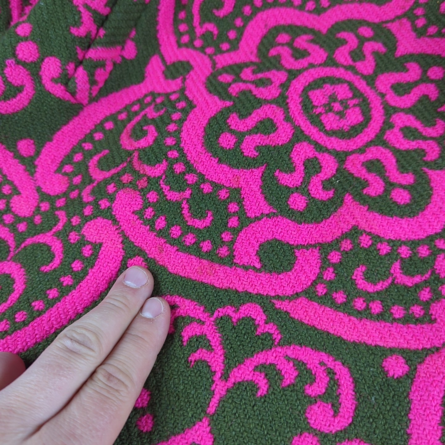 VTG 70s Tapestry Skirt Sz 8 Pink Made in Italy Pavone Florence Long Fringe Mod
