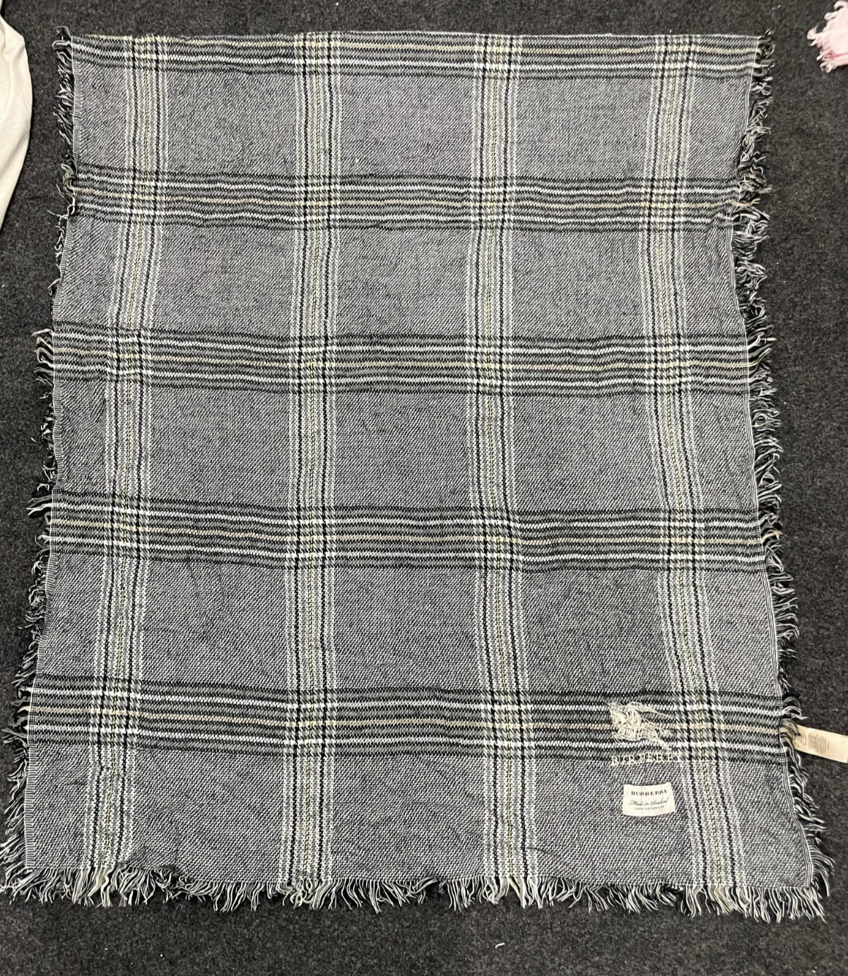 Burberry London Scarf Classic Check Shawl Wrap Vintage Plaid Made In Scotland