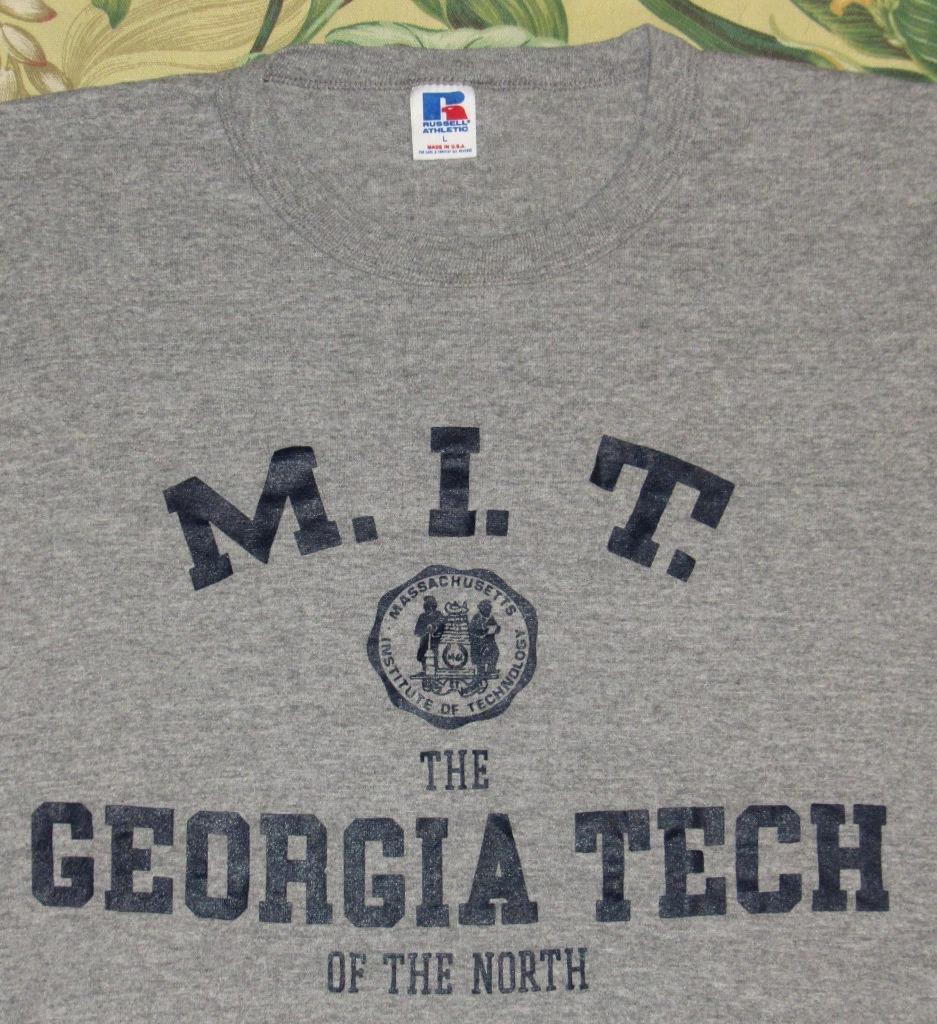 Vtg MIT Russell Athletic Grey Rayon Tri Blend T Shirt M/L