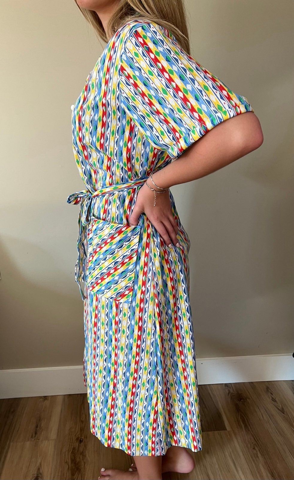 1960s Vintage Deadstock Womens Western Aztec Cowgirl Shirt House Dress 20.5