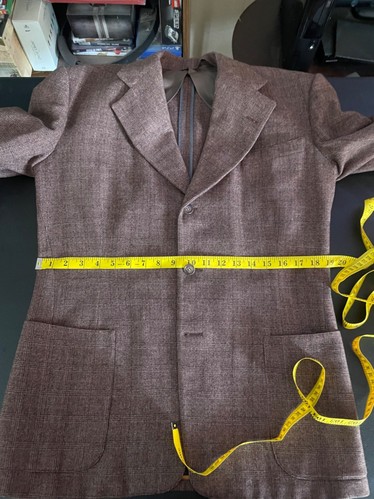 Vintage 1940s California Clothes Wool Glen Plaid Sport Coat Jacket 42R Brown Pat
