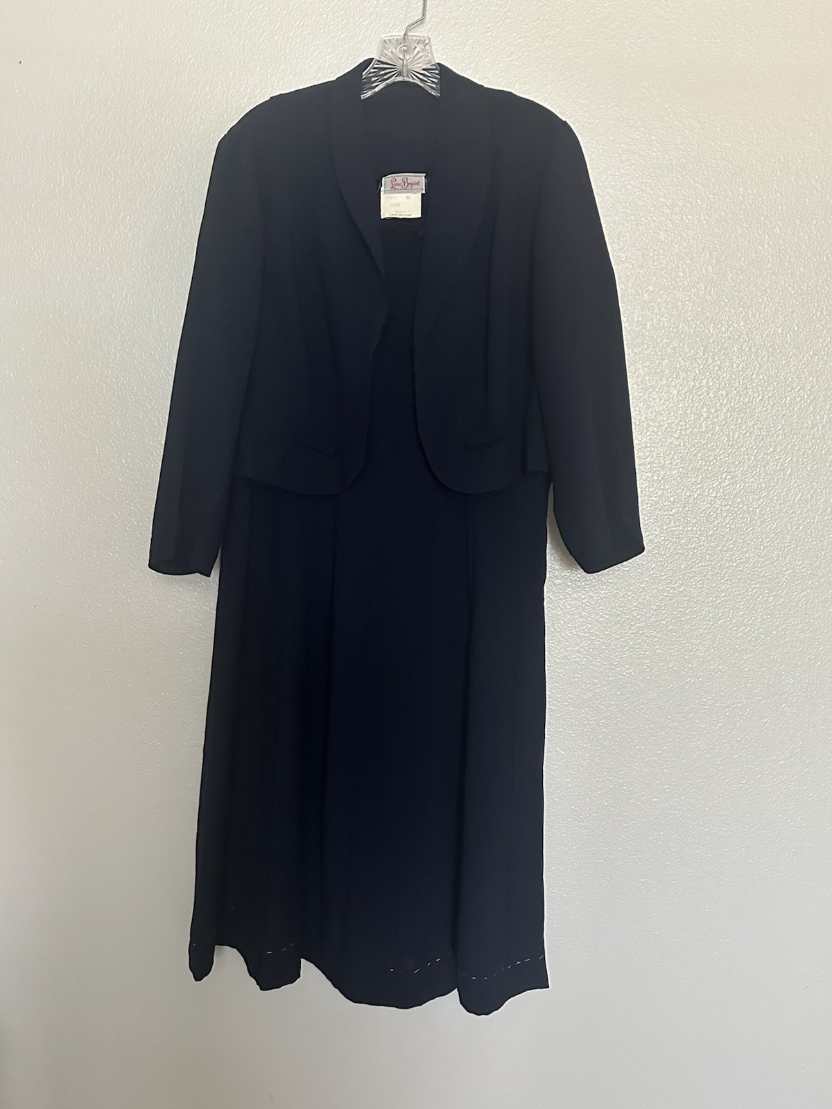 VTG 1950’s Lane Bryant Navy Blue 2 pc. Midi Dress & Jacket Pleated Bows Union 40
