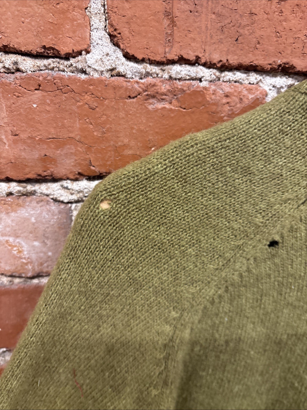 Vintage 60s Saxony Cashmere Lambswool Sweater L Green V-Neck Grunge