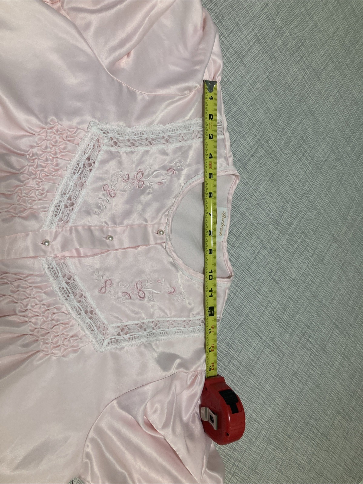 VTG 80s Barbizon Pink Pajama Set L Babydoll Top Pants Embroidered Lace Coquette
