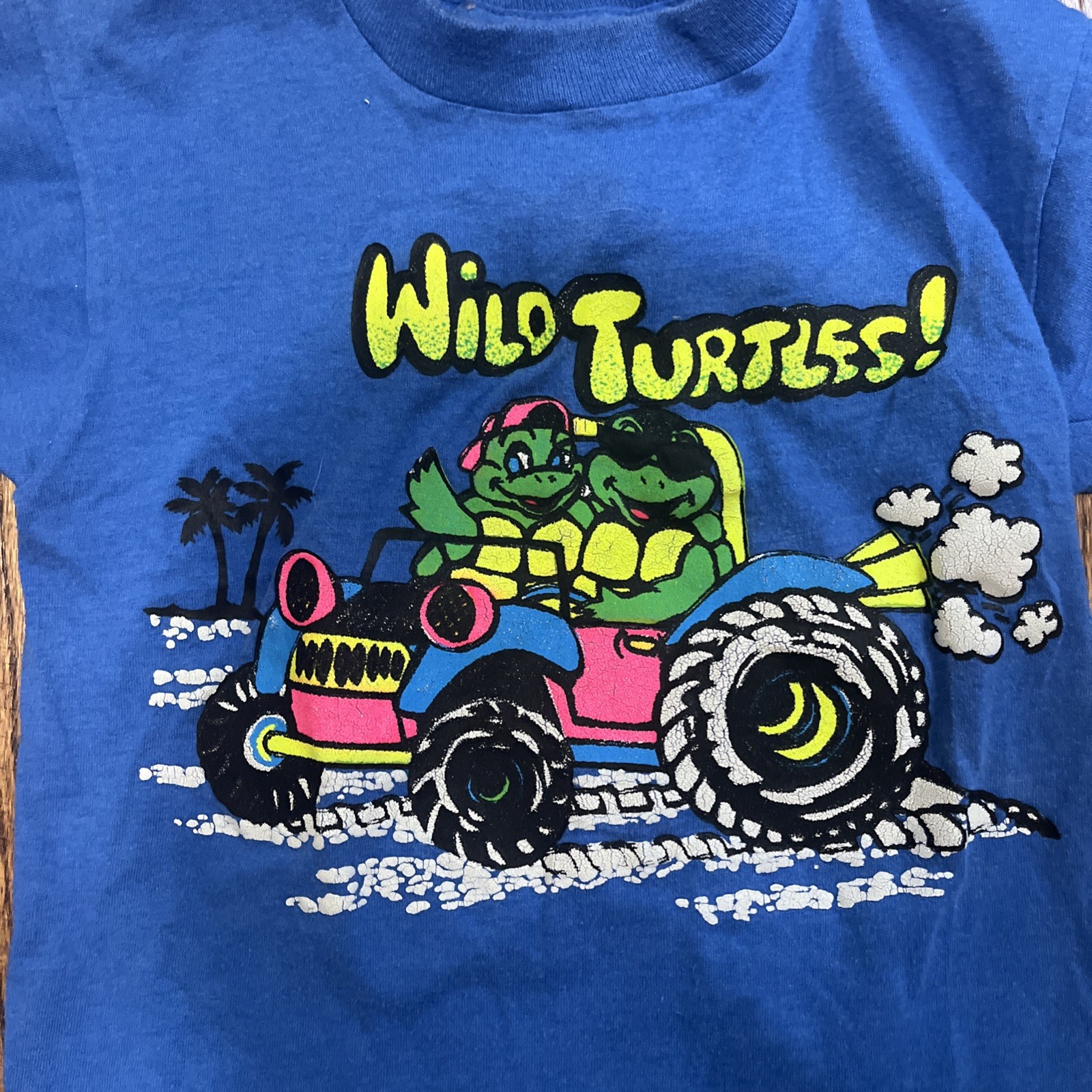 vintage kids 80s 90s single stitch none wild turtles beach t shirt size 6-8