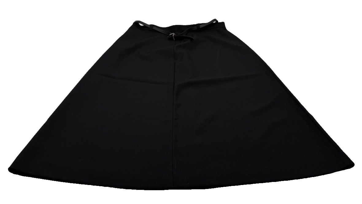 Vintage Womens 1970s Black Midi A-Line Skirt Haberdashery by Personal 14/16 Poly