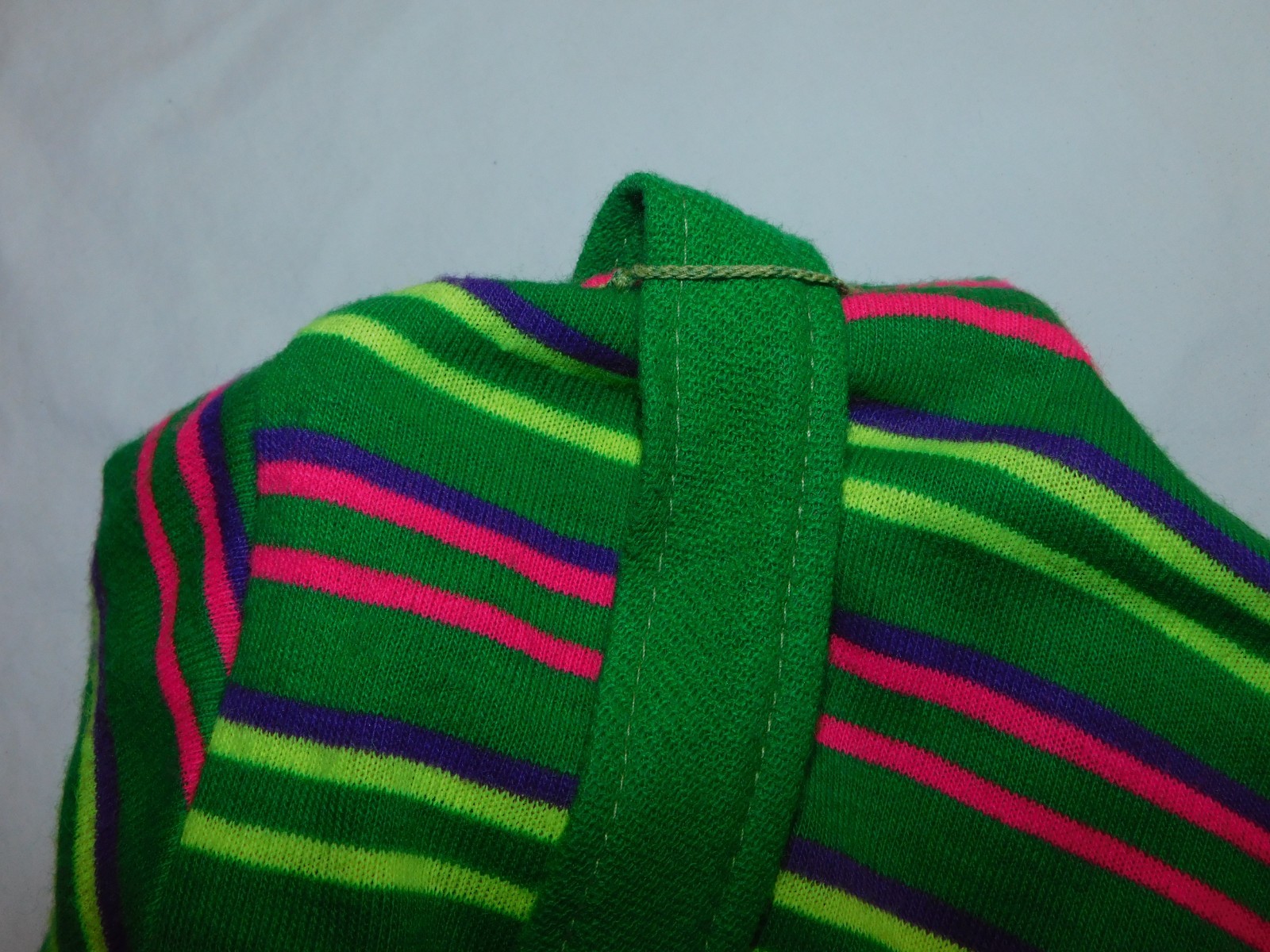 VTG 60s 70’s DRESS MINI JUMPER STRIPED KNIT POLY GREEN XS/S MOD GOGO GROOVY