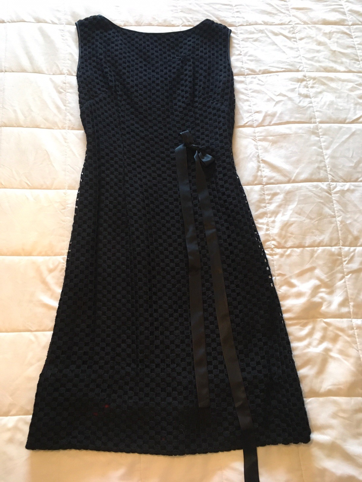 Vintage 1950’s Greta Plattry Original Black Cotton Knit Dress Medium Women’s