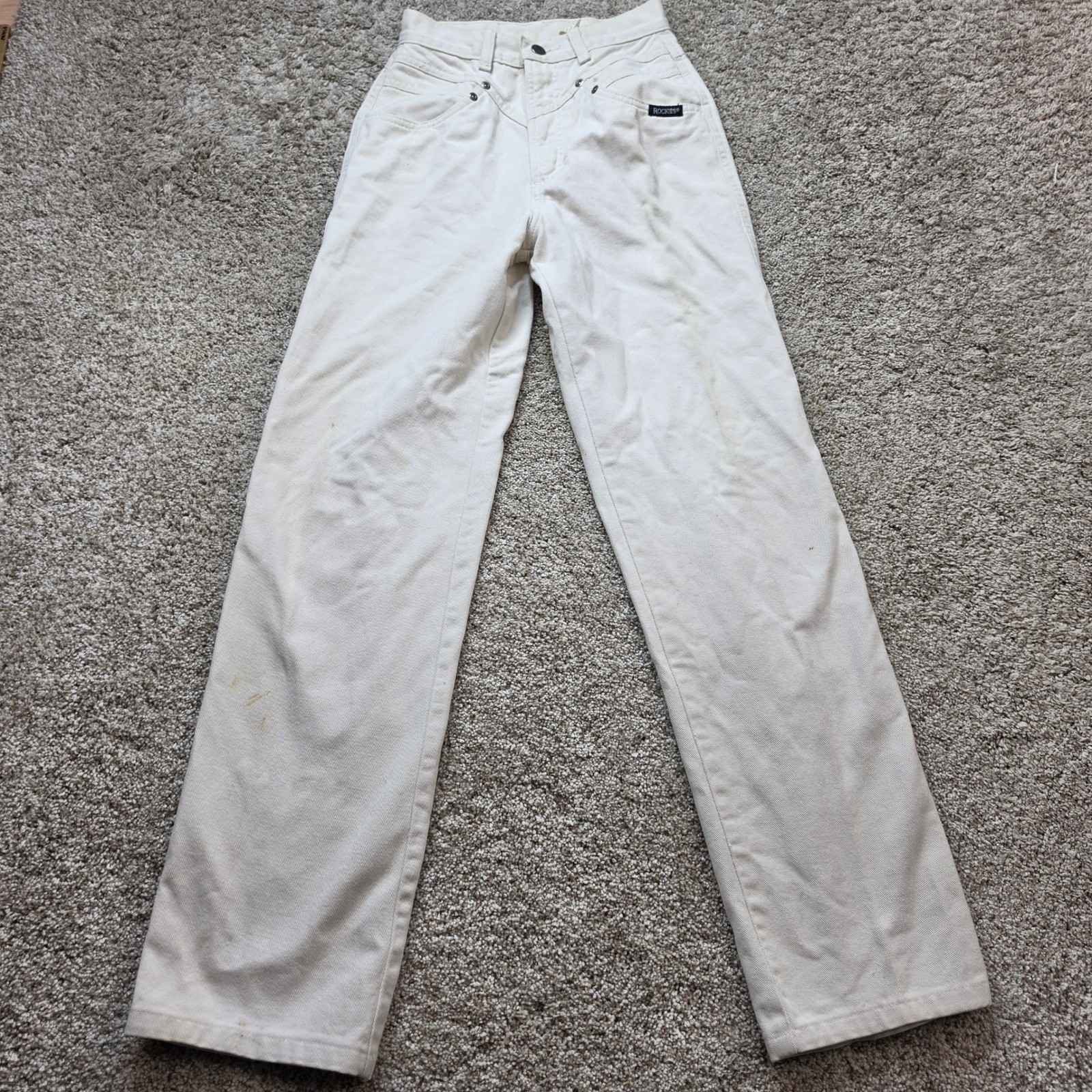 VINTAGE Rocky Mountain Jeans Women 25/1 Off White Western High Rise Straight Leg