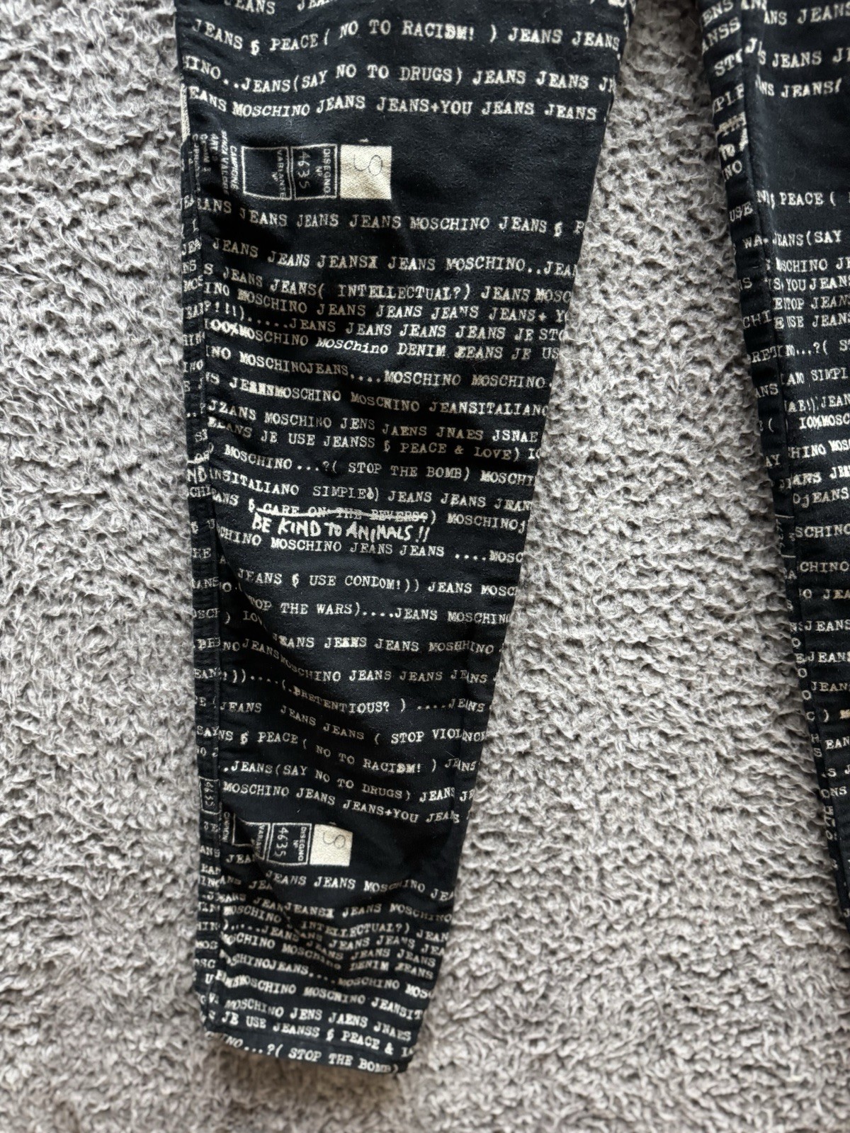 Vintage Moschino 90’s All Overprint Jeans Pants Size 30 in Black