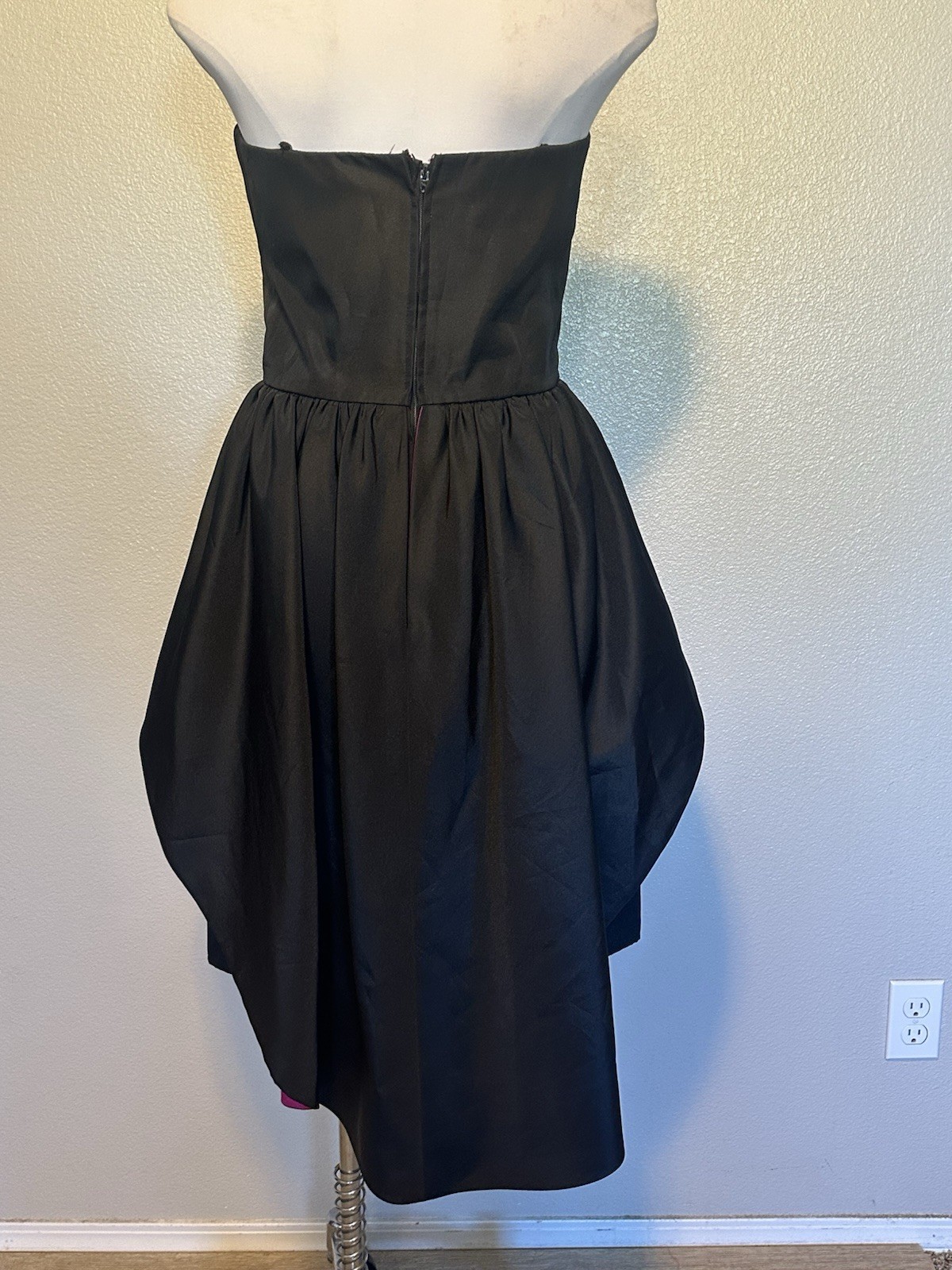 80’s Vintage Huey Waltzer Darcy Dress Party Cocktail Bow Strapless Glam Sz S/M