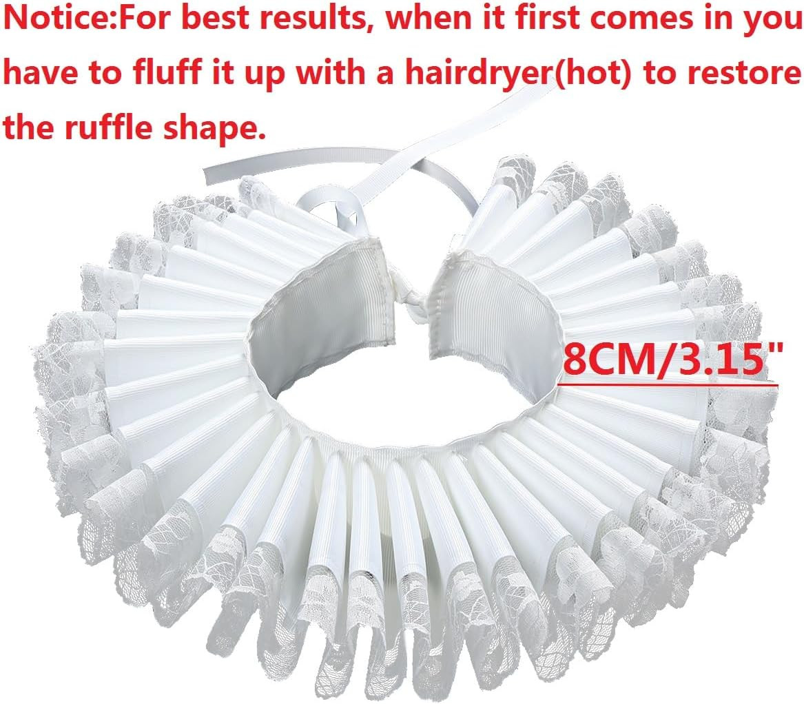 Renaissance Elizabethan Ruff Neck Ruffle Collar Clown Costume Accessory