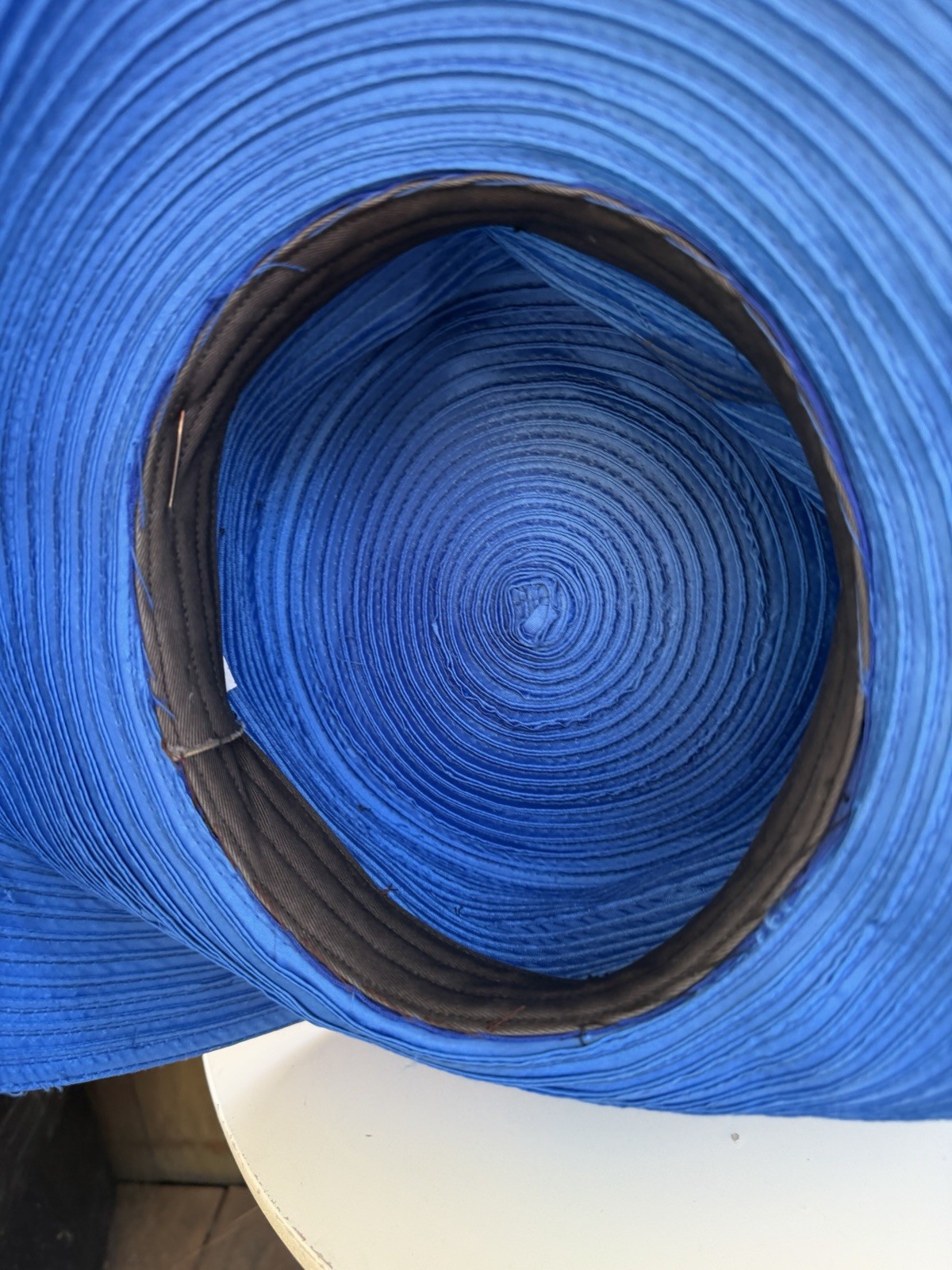 Vintage Oversized Brim Church Hat Bright Blue Sz 22.5”