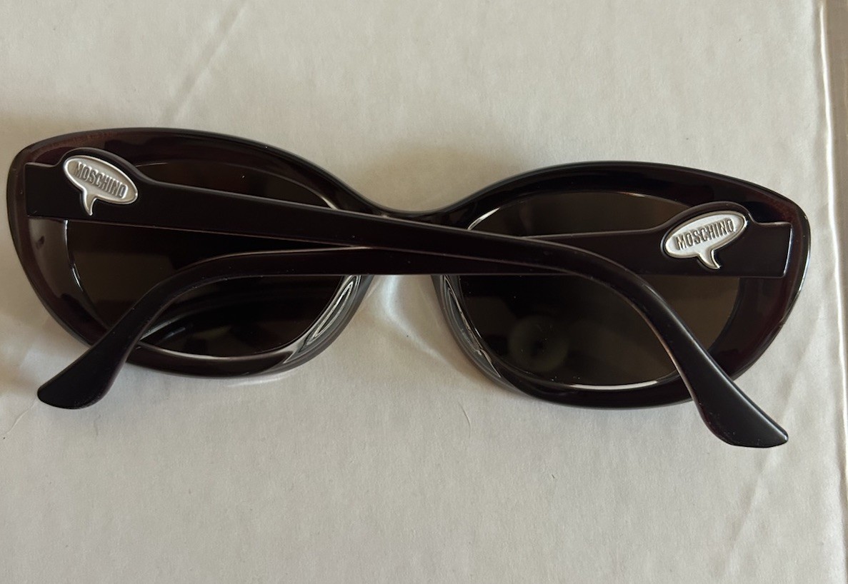 Moschino Vintage 90s Oval Matte Brown Sunglasses Moschino Bubble Logo