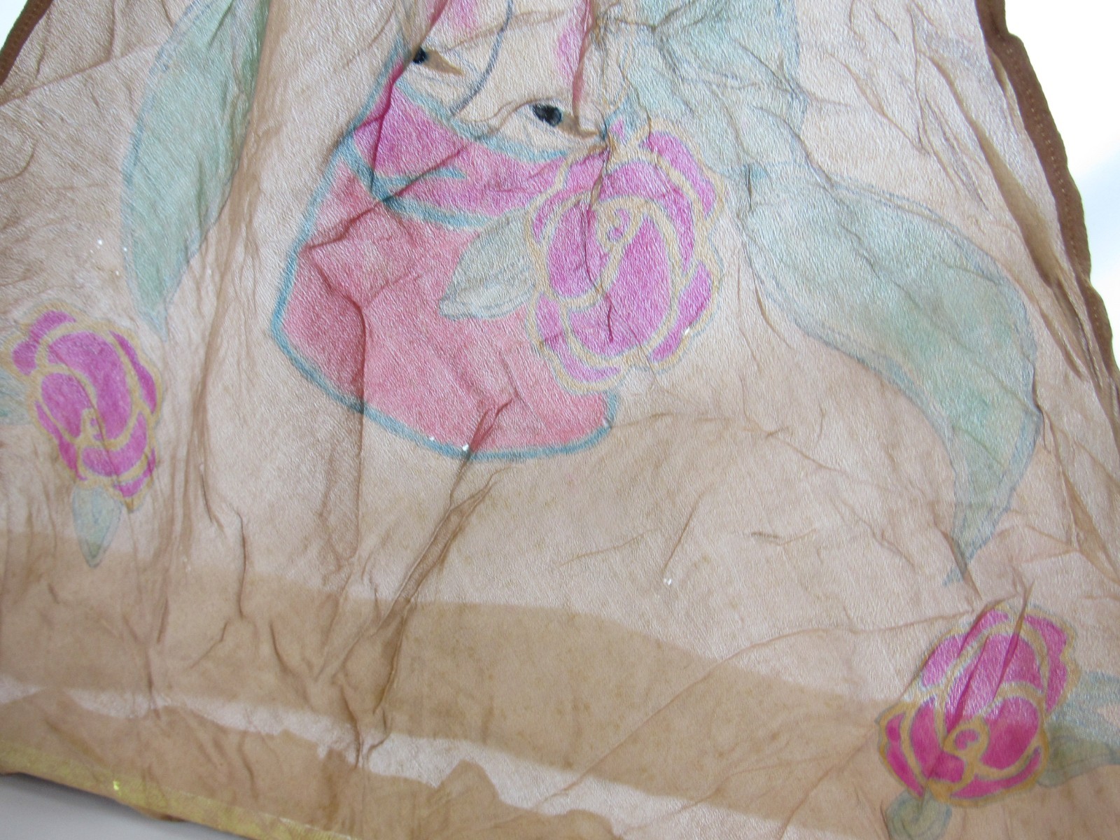 1940s Painted Lady Scarves Flowers FLoral 1950s Handpainted Lot Scarf