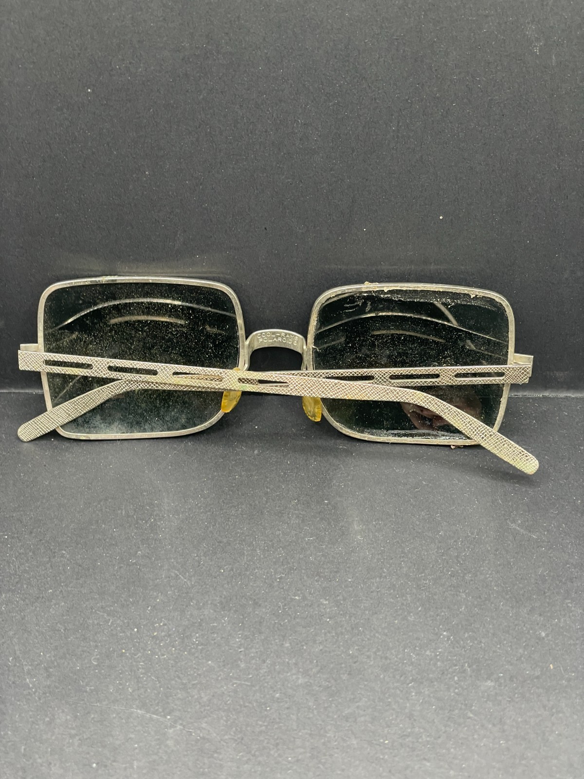 Vintage Cool Ray Polaroid Sunglasses Silver Mesh Square Retro 1970s Steampunk