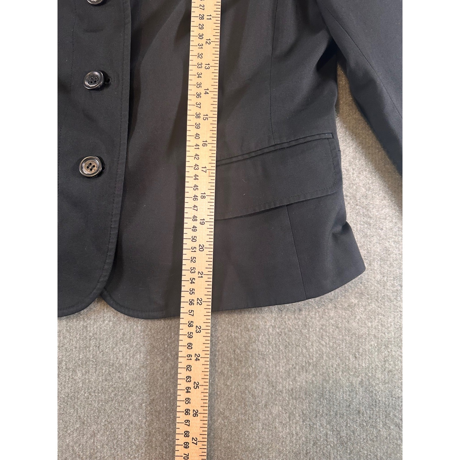 Ann Taylor Loft Womens Black 3-Button Cotton Blend Blazer Jacket Size 14