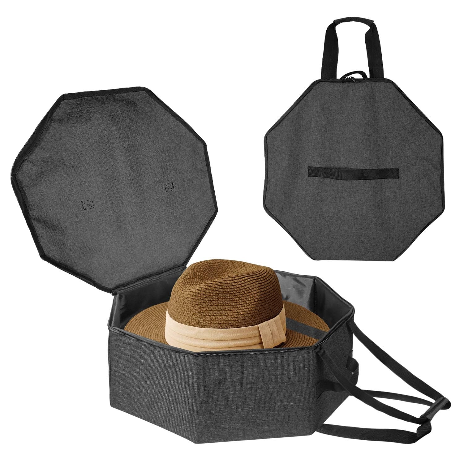 Boczif Hat Storage Box for Women and Men, 8 x 5 x 0.5 inches, Dark Grey