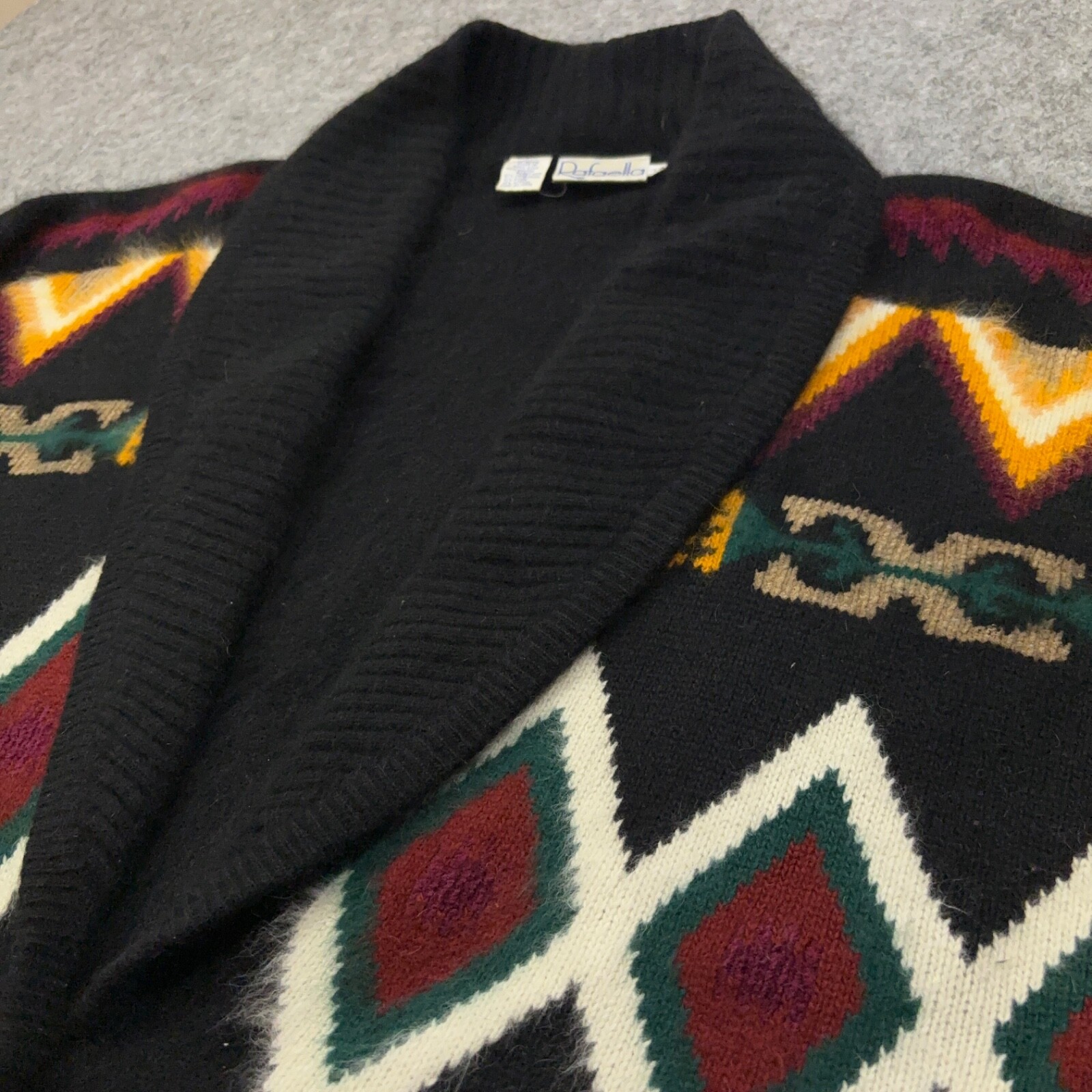 Vintage Rafaella Cardigan Sweater Women’s 3XL Angora/Lambswool Blend Aztec Print