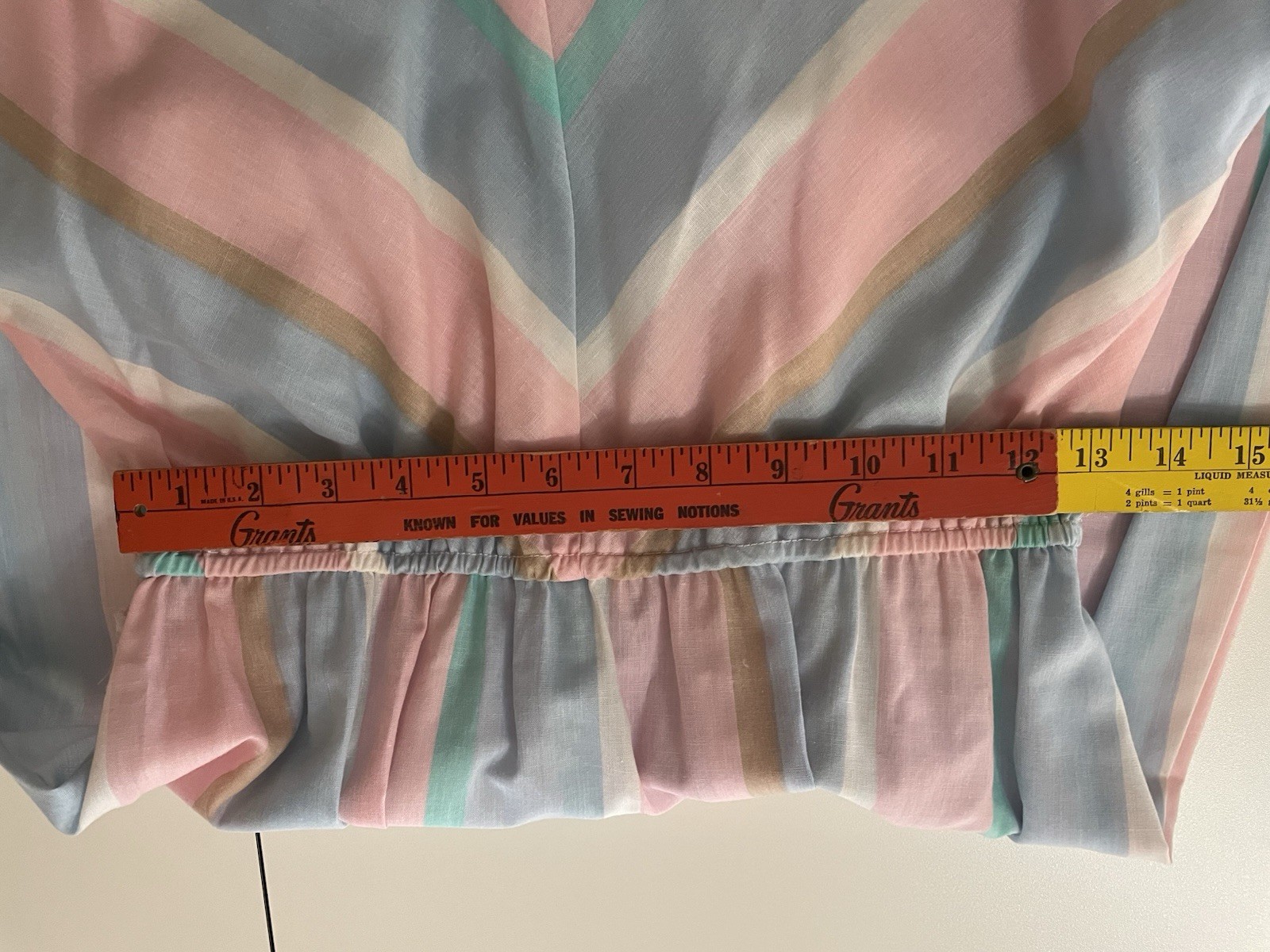 VTG Retro 1980s Pastel Chevron Striped Blouson Midi Cotton Shirt Dress md/lg