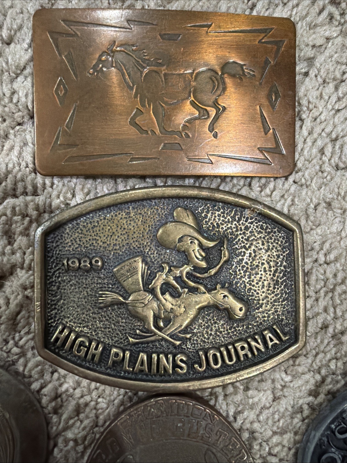 Vintage/Antique Belt Buckles Lot Of 6 -Rodeo/Cowboy/Bronco 70s/80s