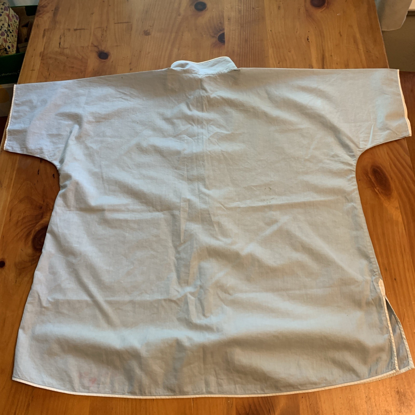Vintage Chinese Shirt Light Blue With White Frog Buttons And Small Pocket. 38