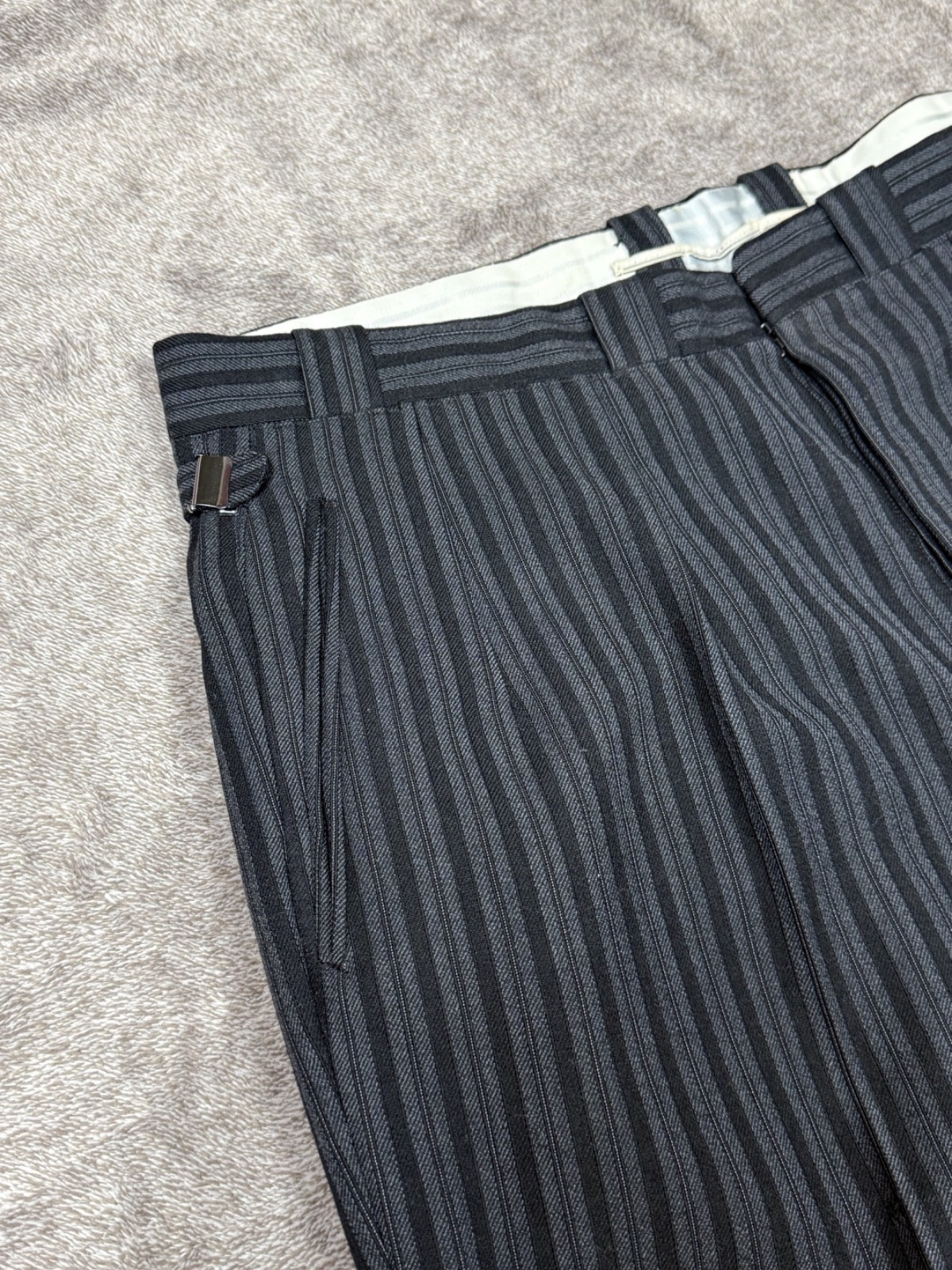Vintage 1950’s European Morning Fishtail Suspender Buckle Stripped Trouser Pants