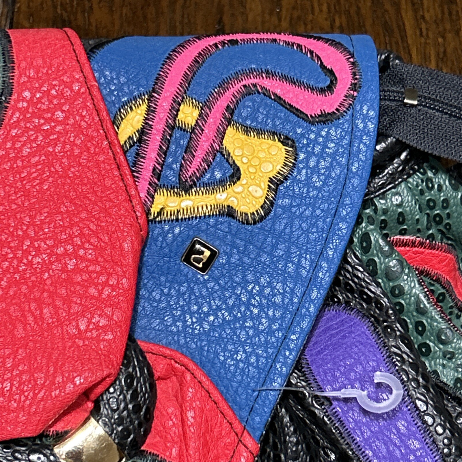 Vintage 80s Nas Bag Multicolor Patchwork Handbag Purse Korea Colorful Bright Art