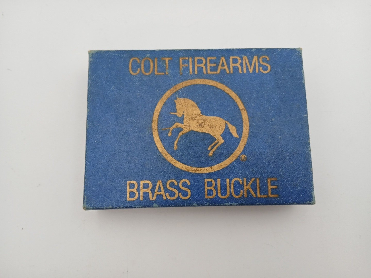 Vintage Medium Oval Colt Firearms Brass Belt Buckle Rearing Horse Sam Colt