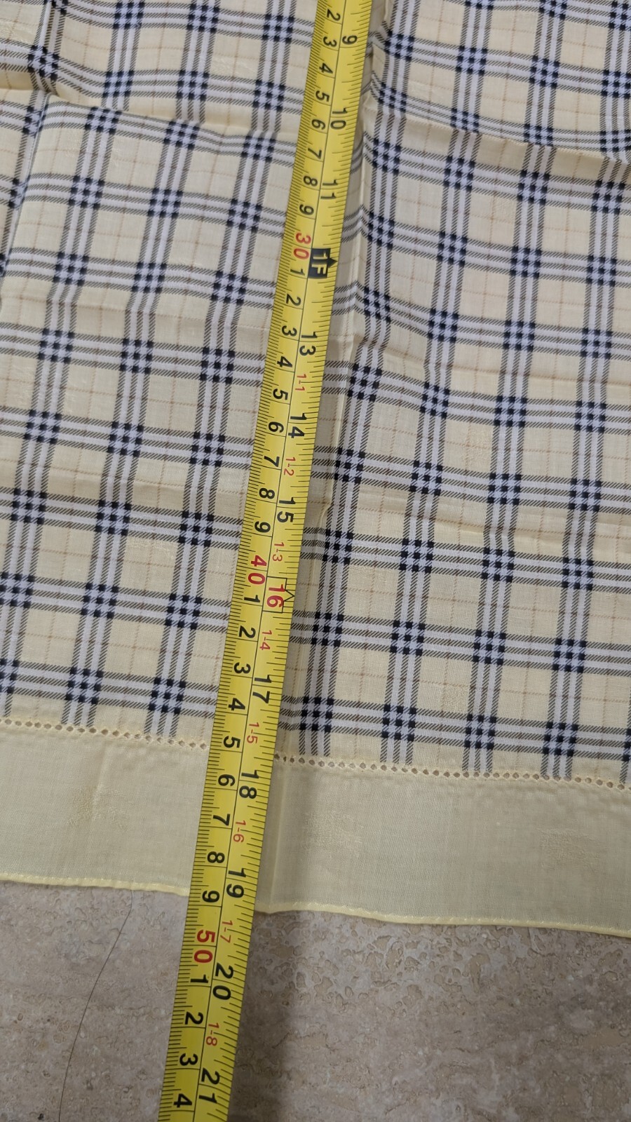 Burberry Vintage Cotton Handkerchief Check Yellow Blue 19 x 19 inches