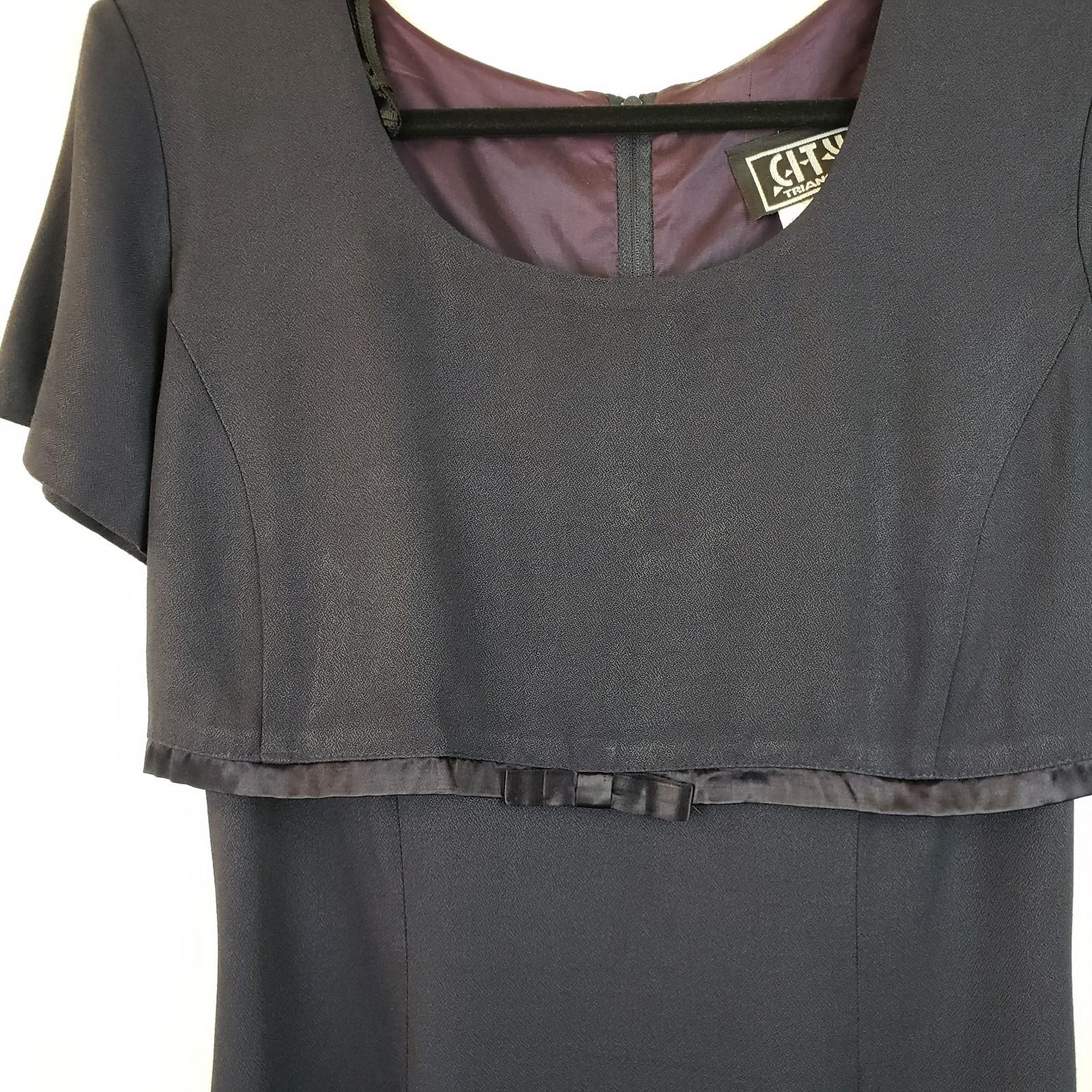 Vintage Black Skater Dress S Tie Back Cinch Waist Bow Cute Goth Lolita Preppy
