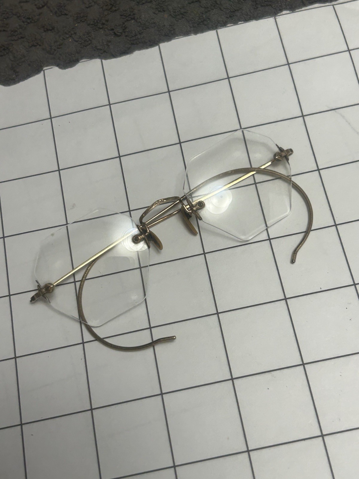 Vintage Art Craft Octagon Style Glasses 1/20 12k GF Art Deco Design Eyewear