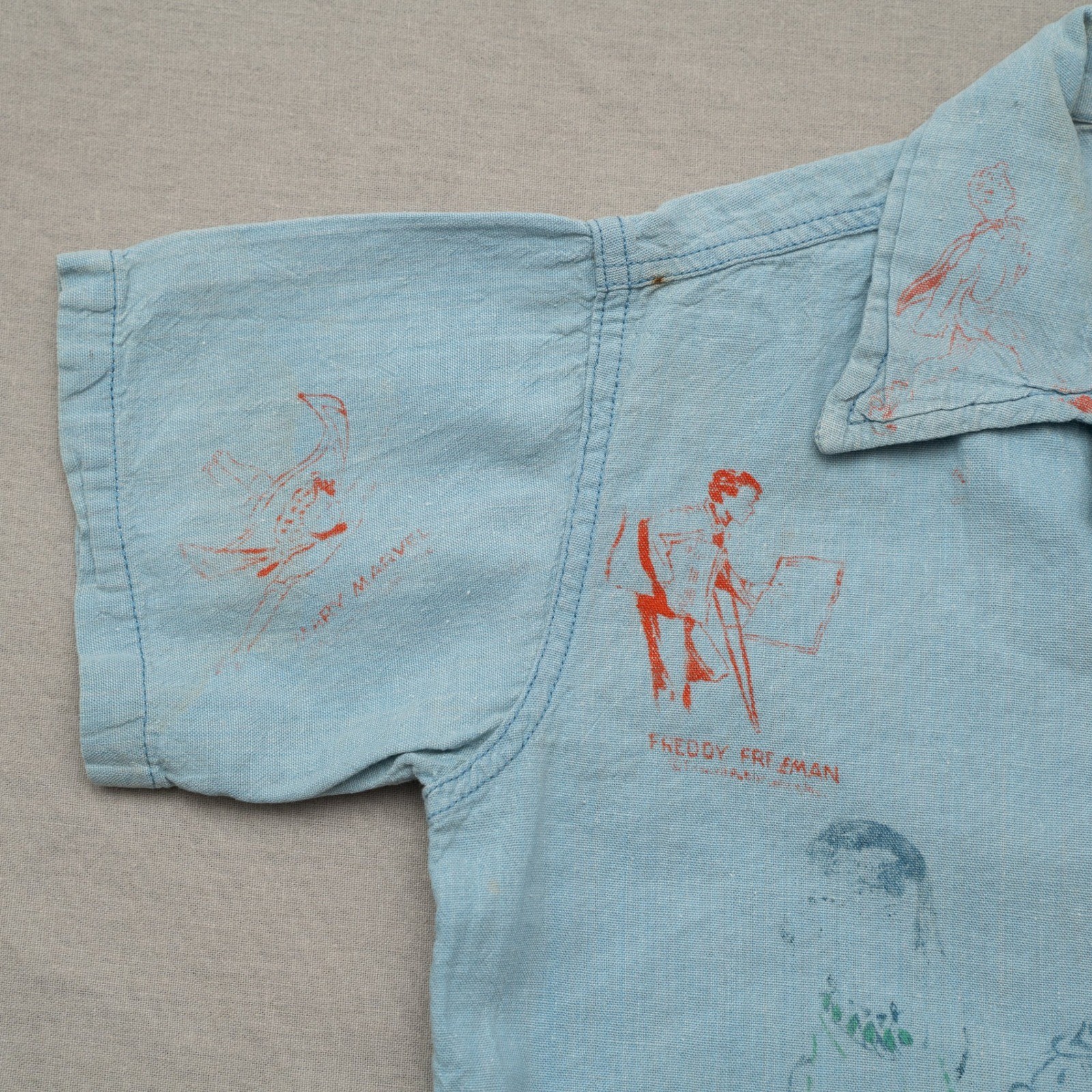 Vintage 50s 60s Jack Jar Togs Gronups Camp Collar Test Print Cartoon Button Up