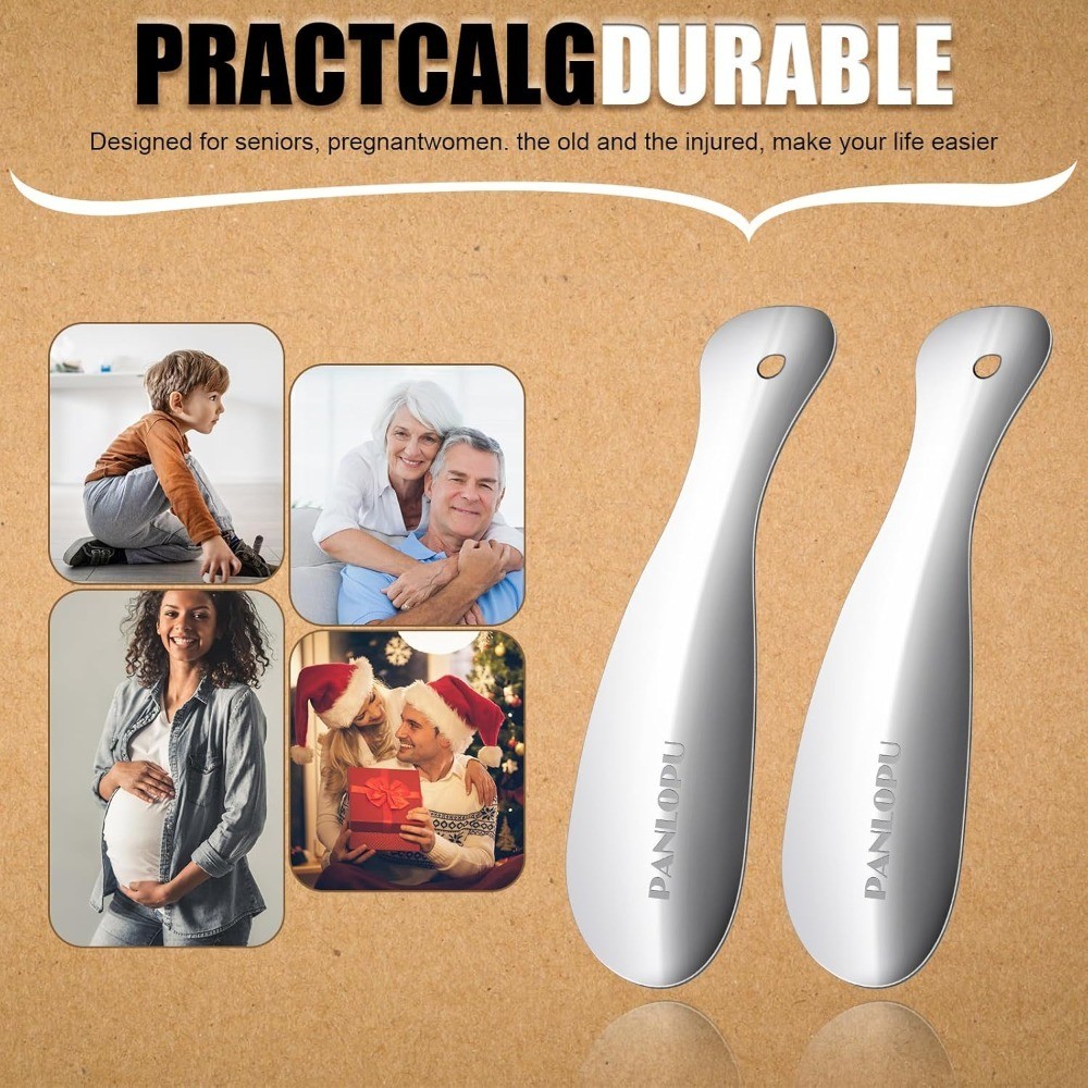 Portable Stainless Steel Shoe Horn 7.5 Inch Long Handle Fashion Travel Aid