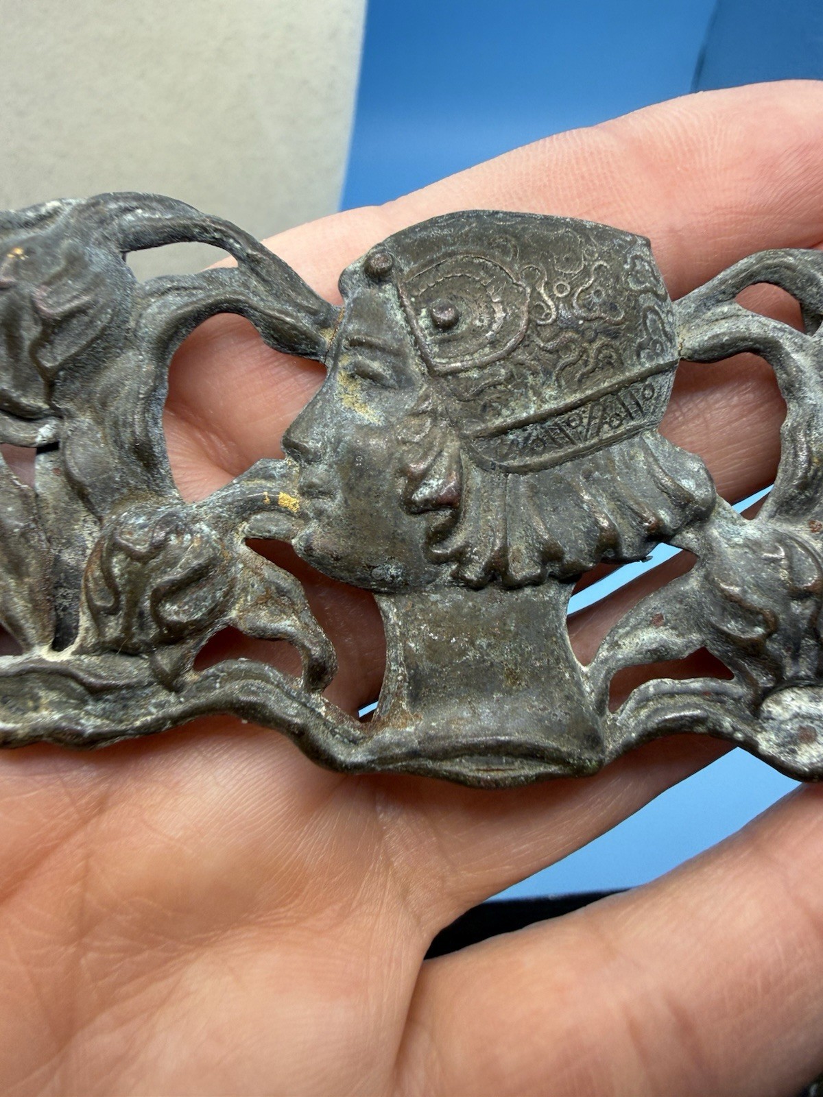 Vintage Art Nouveau Embossed Belt Buckle