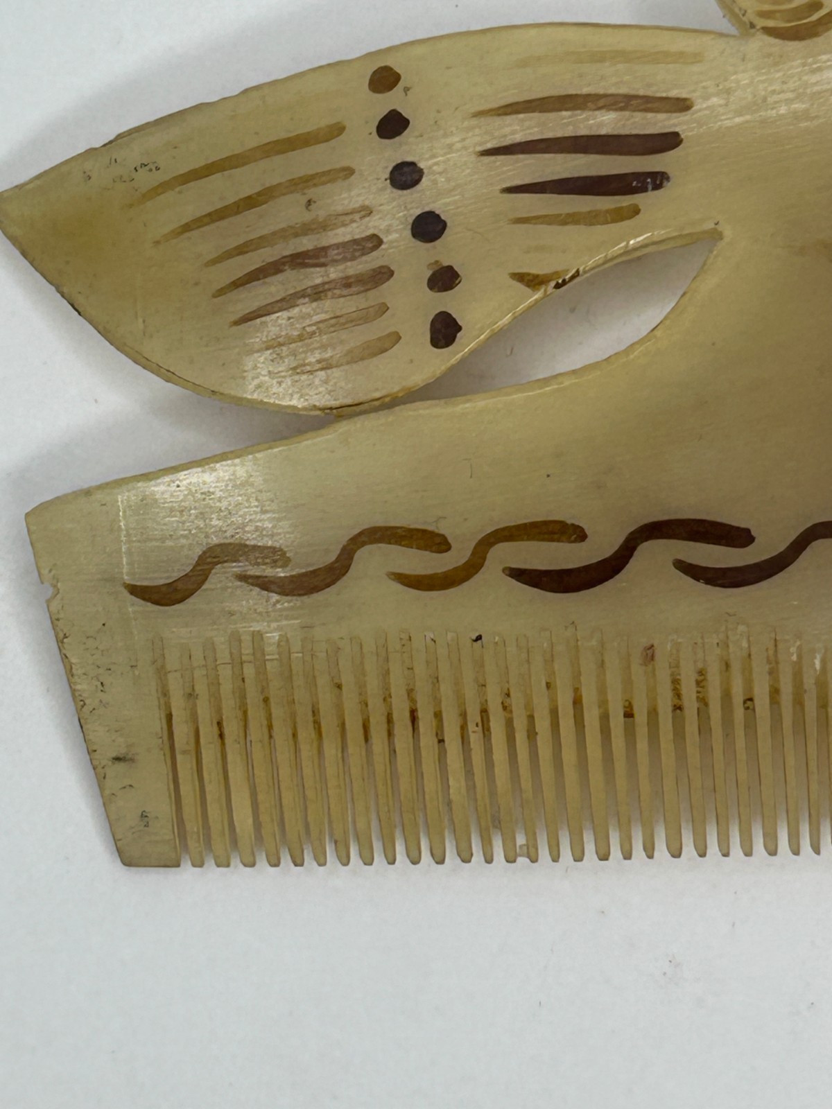 Antique 1800’s Carved Victorian Fine Hair Comb Peacock Antique