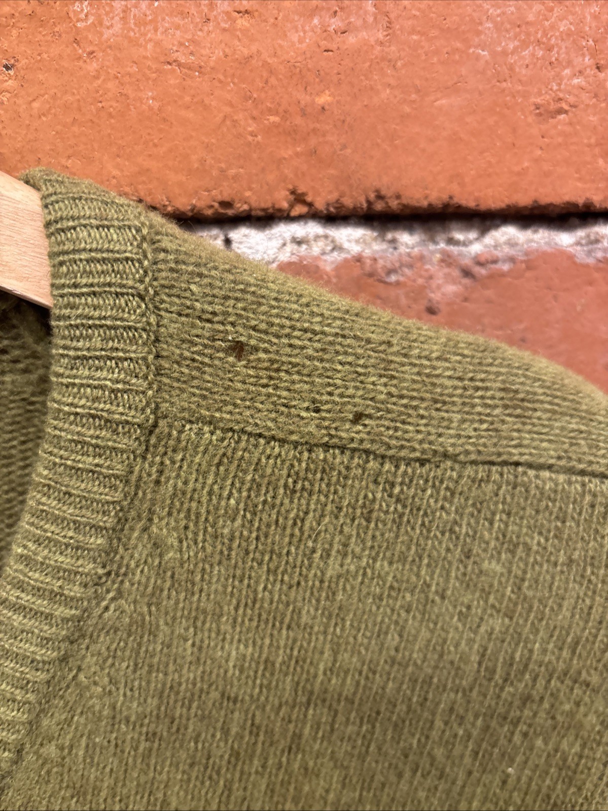 Vintage 60s Saxony Cashmere Lambswool Sweater L Green V-Neck Grunge